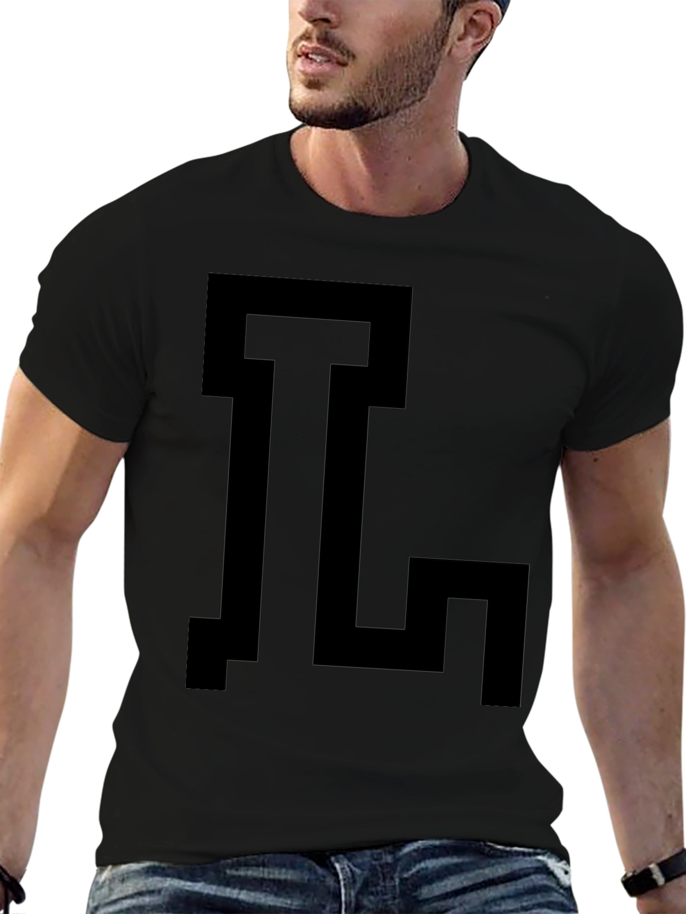 Geometric Initial T-Shirt - Bold Black Graphic Tee