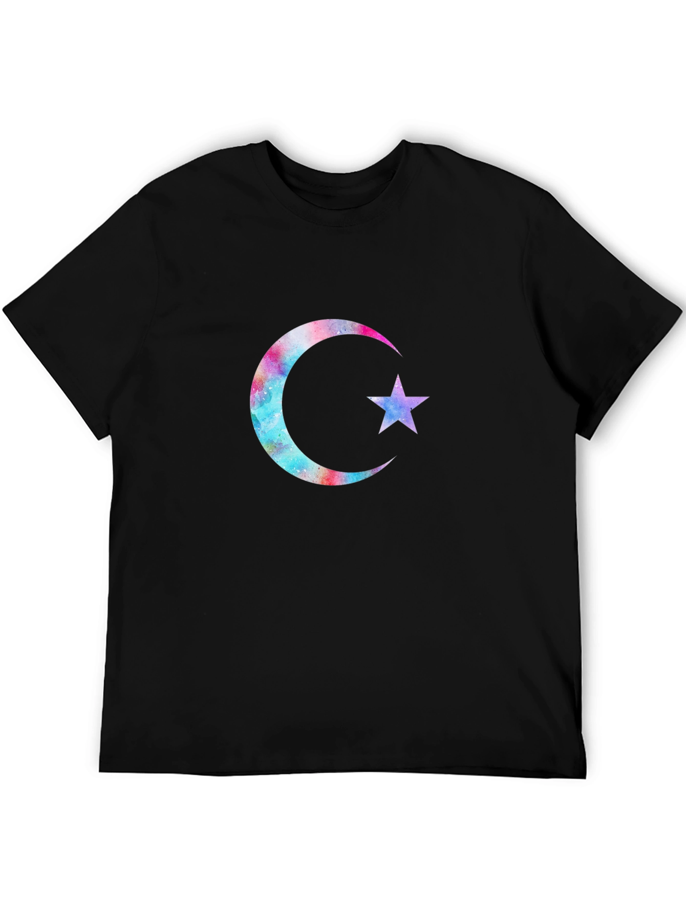 Galaxy Moon Star Graphic Tee - Black