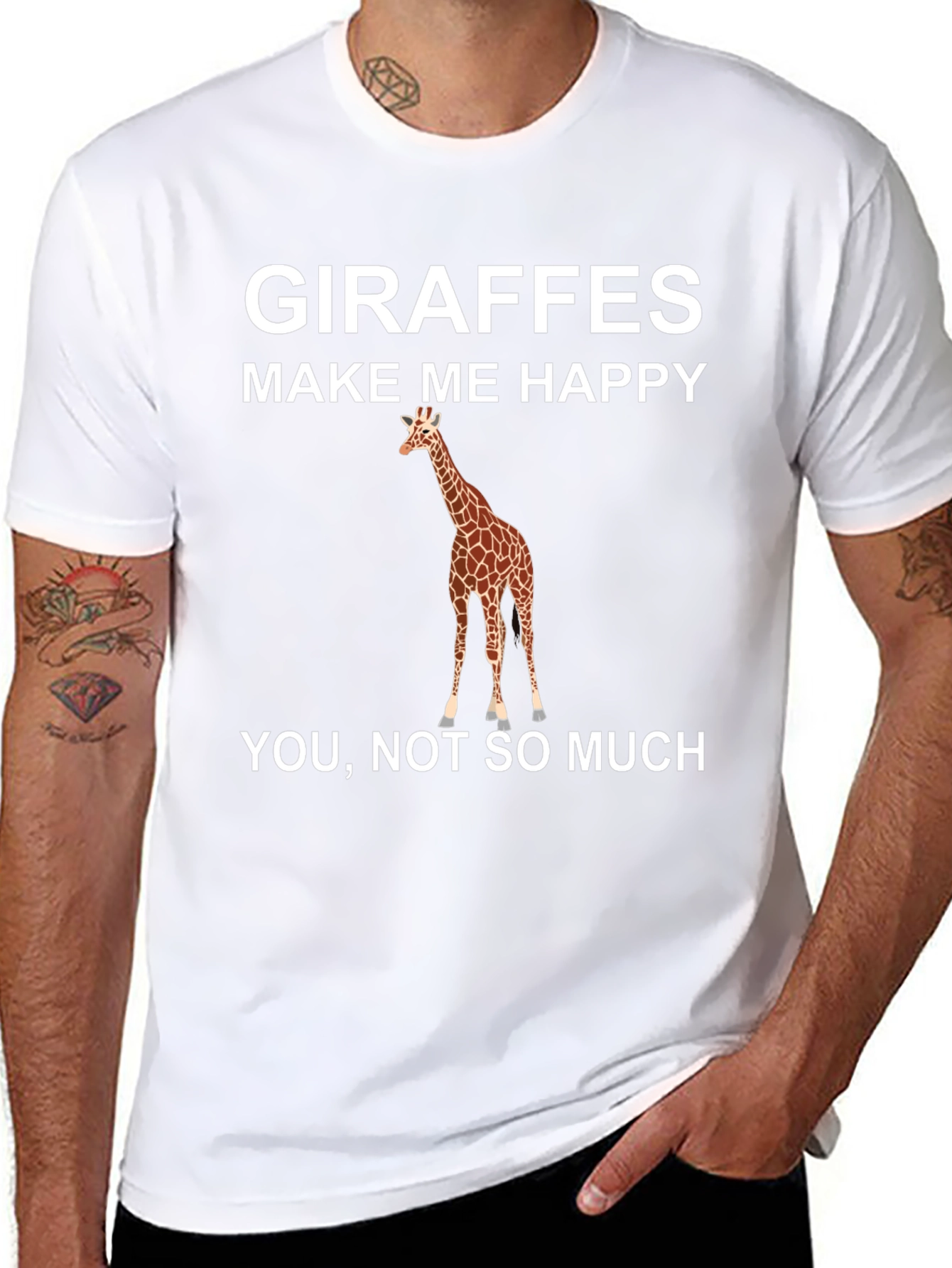 Giraffe Make Me Happy Graphic T-Shirt