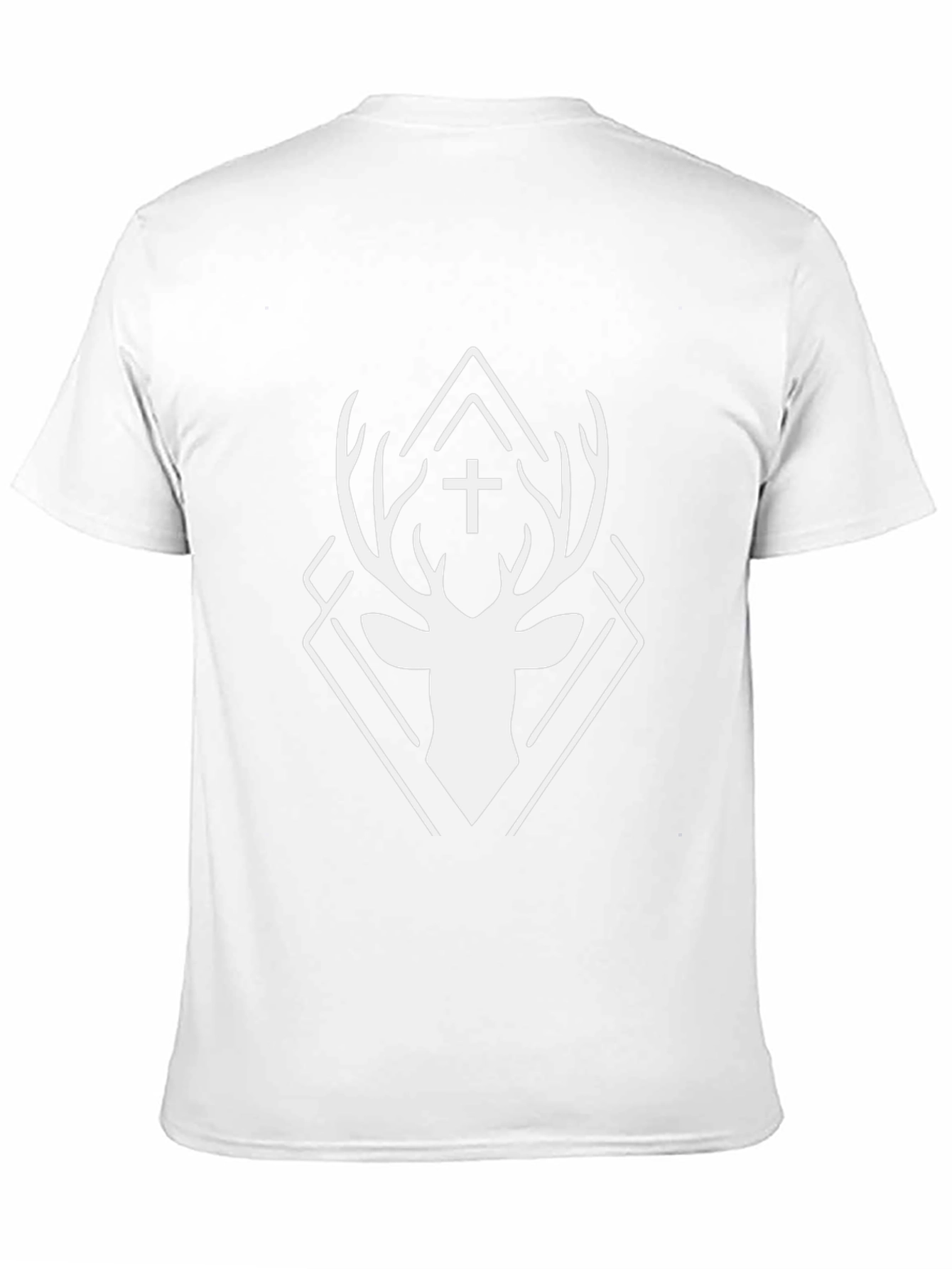Geometric Deer Cross Graphic Black T-Shirt