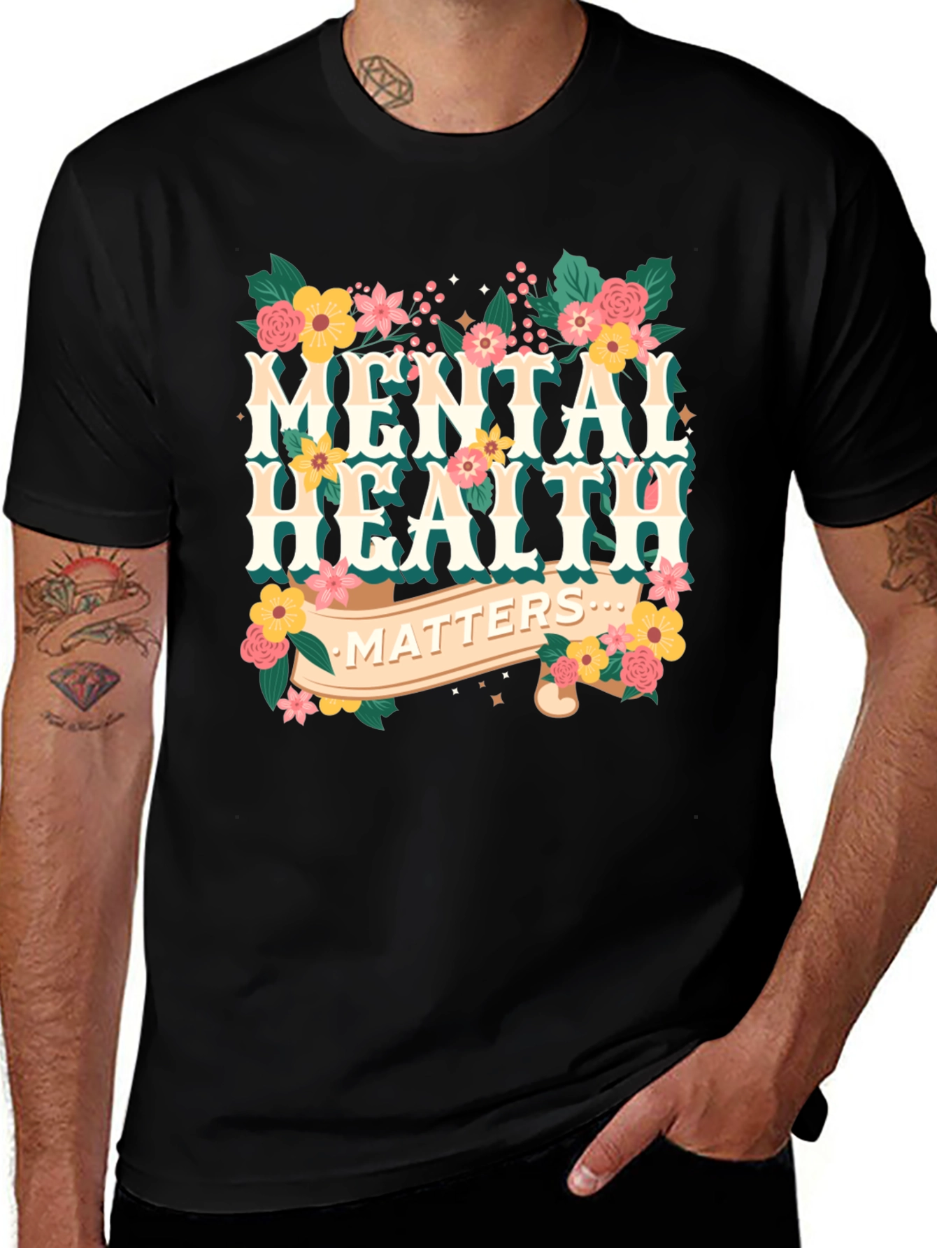 Mental Health Matters Floral Graphic T-Shirt