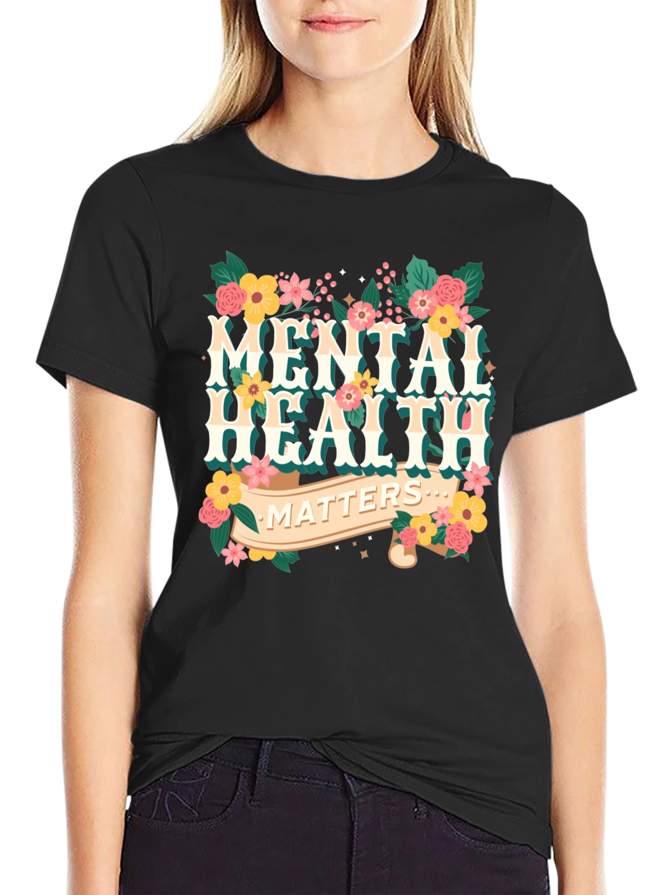 Mental Health Matters Floral Graphic T-Shirt