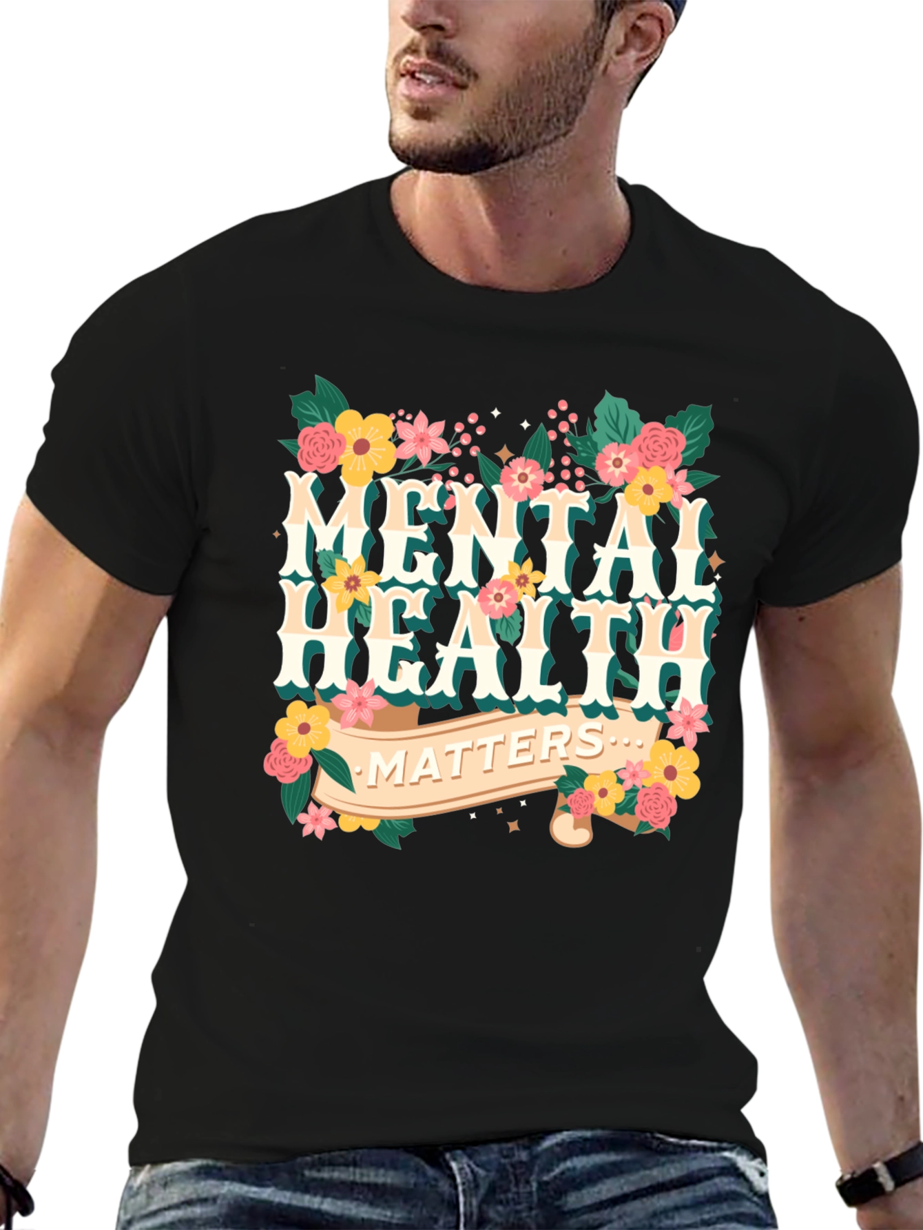 Mental Health Matters Floral Graphic T-Shirt