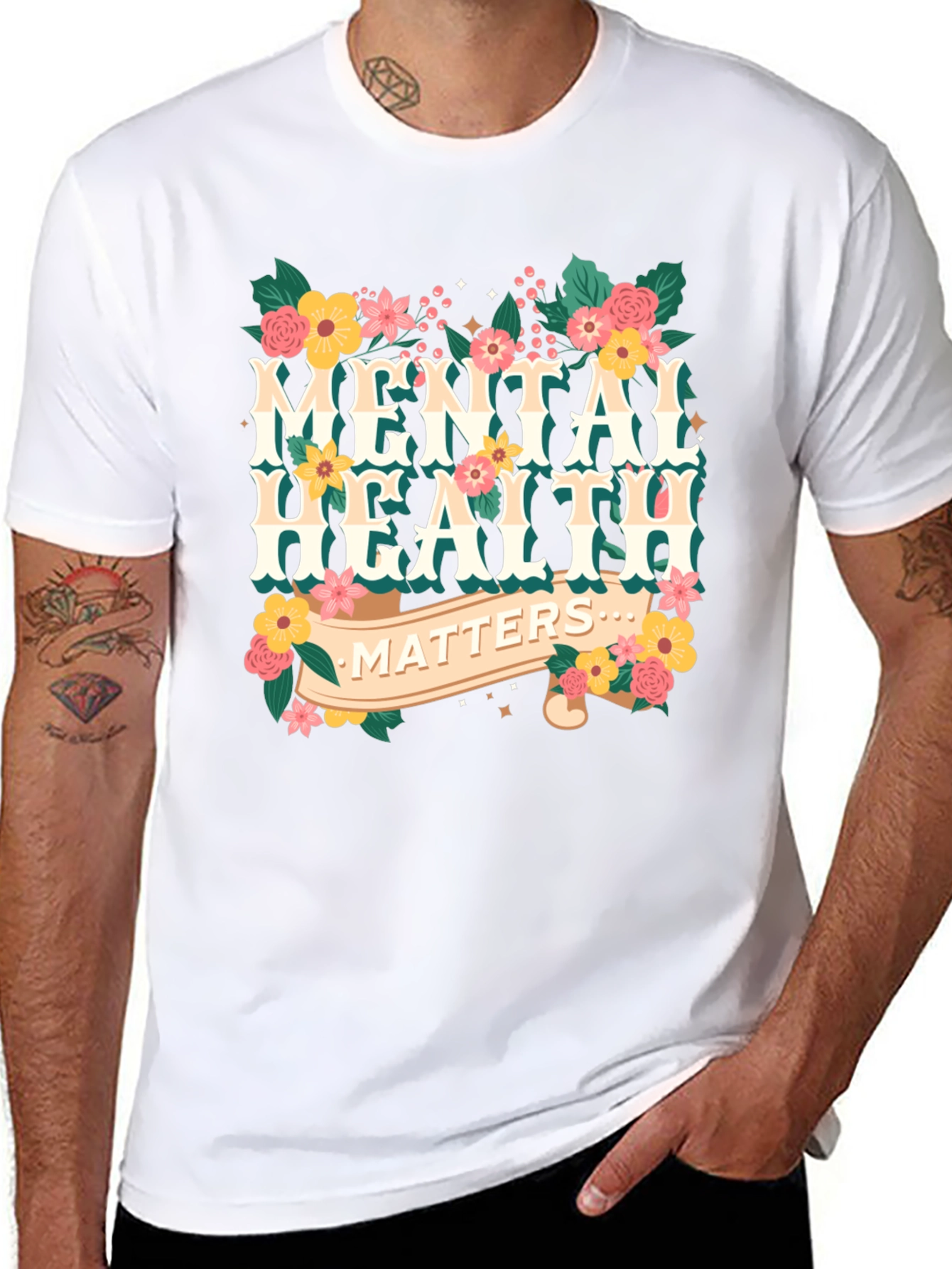 Mental Health Matters Floral Graphic T-Shirt