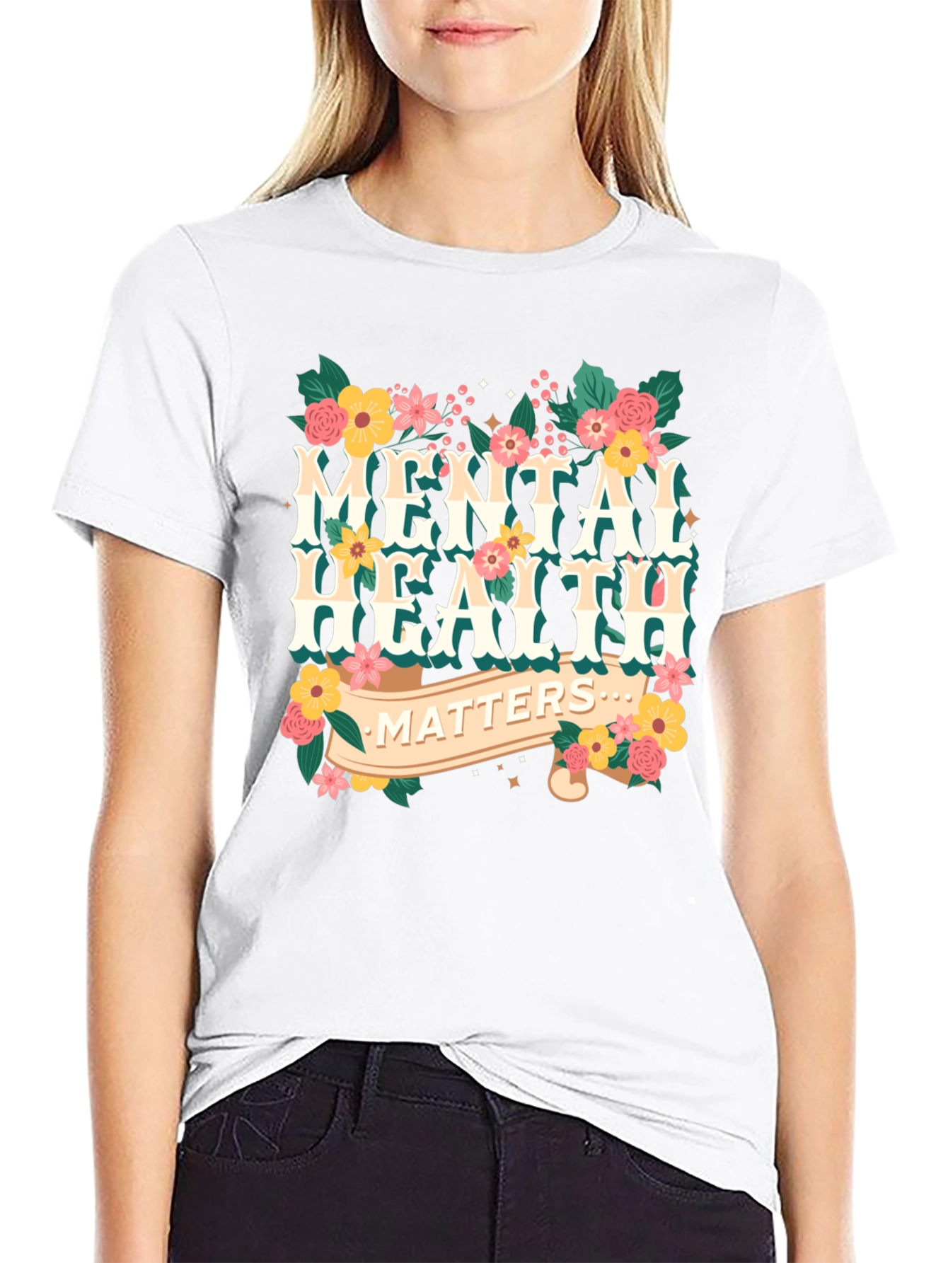 Mental Health Matters Floral Graphic T-Shirt