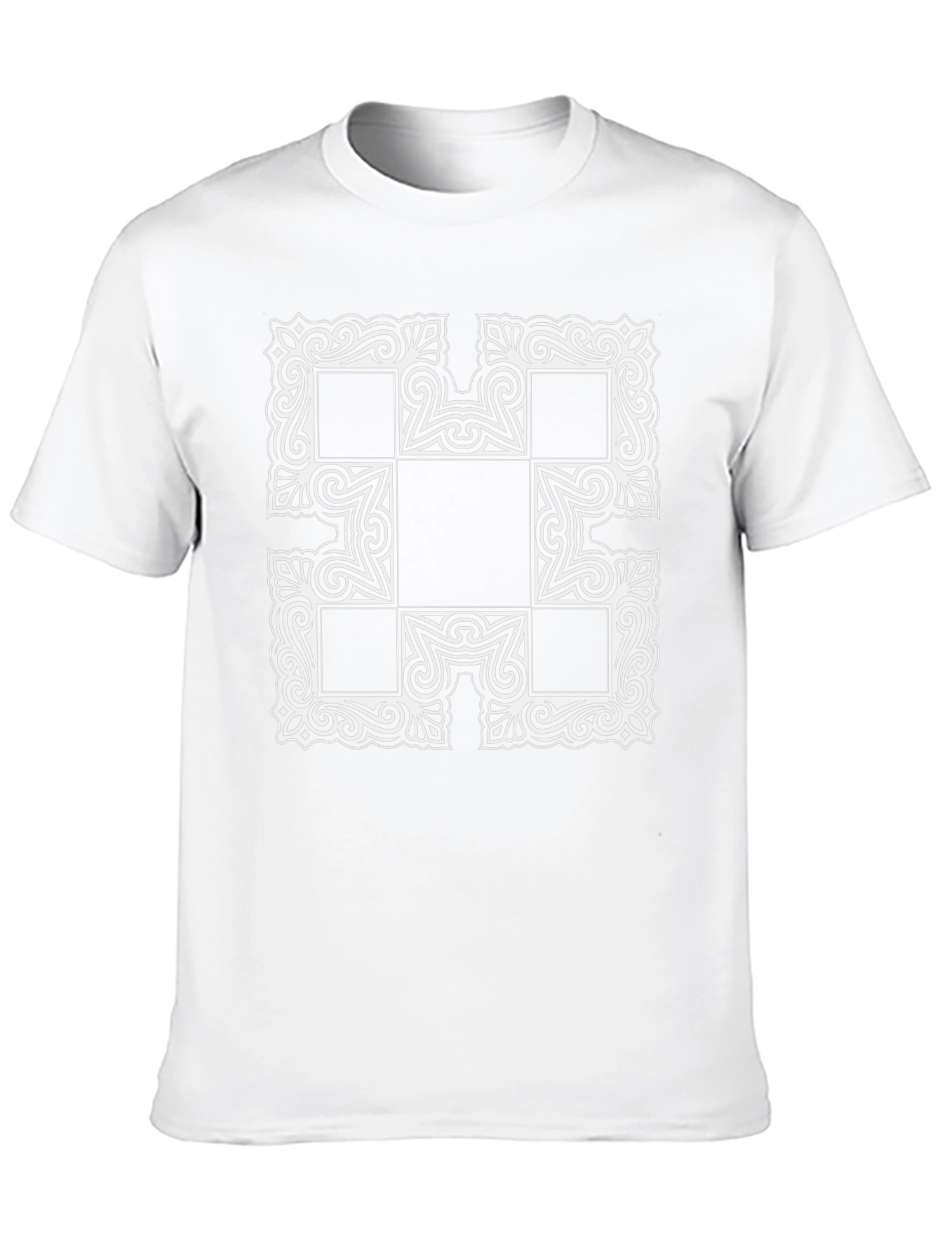 Abstract Square Pattern Black T-Shirt