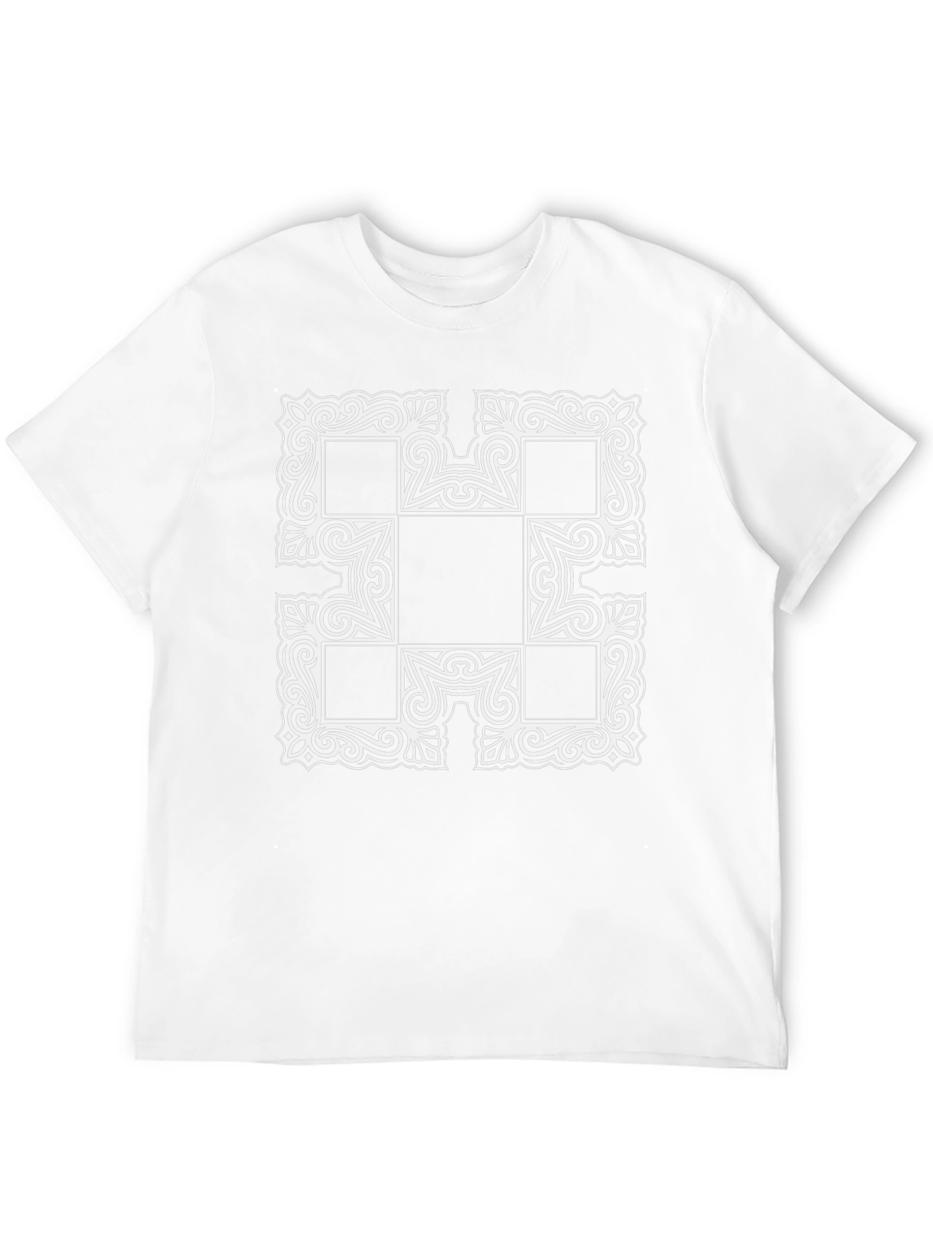 Abstract Square Pattern Black T-Shirt