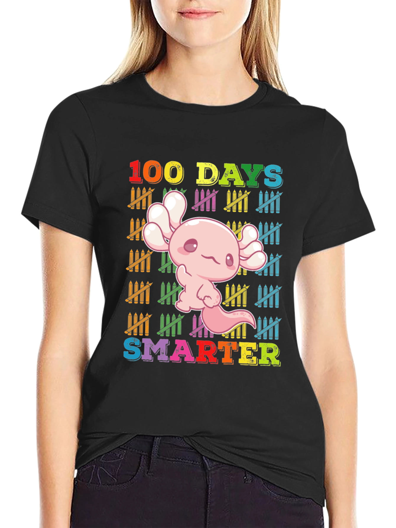100 Days Smarter Axolotl T-Shirt