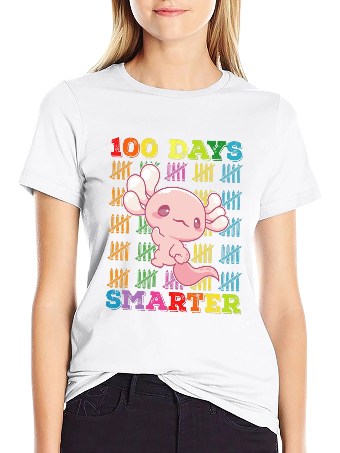 100 Days Smarter Axolotl T-Shirt