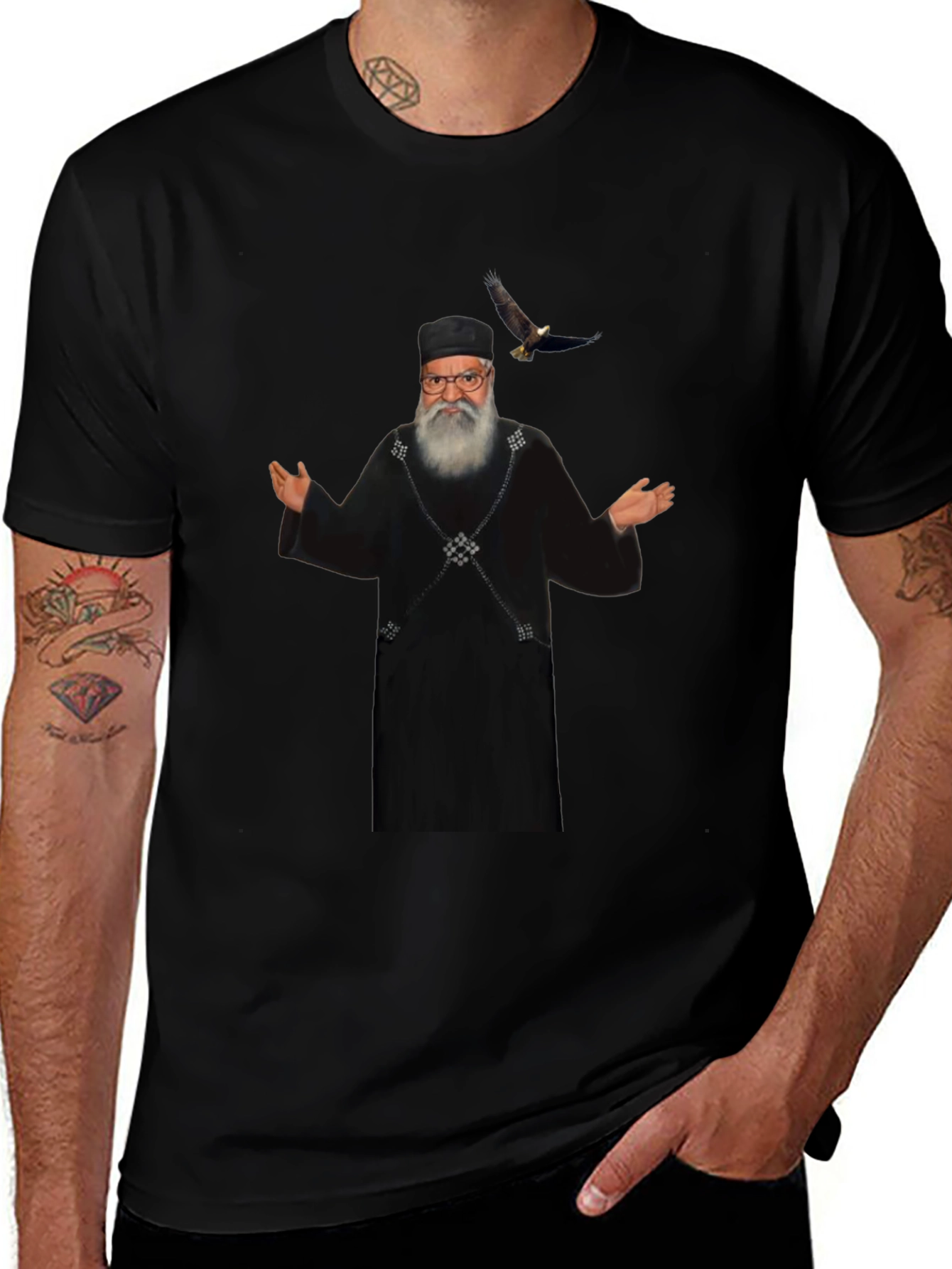 Black T-Shirt with Unique Graphic Print