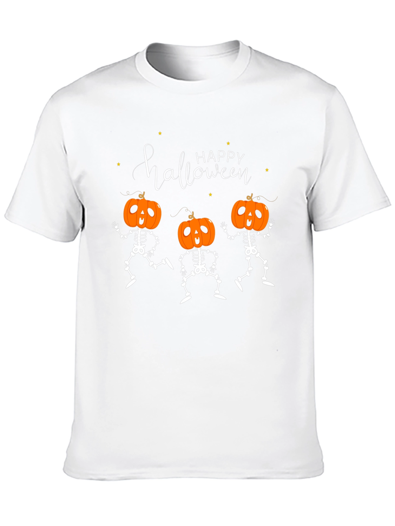 Happy Halloween Pumpkin Skeleton Graphic Tee