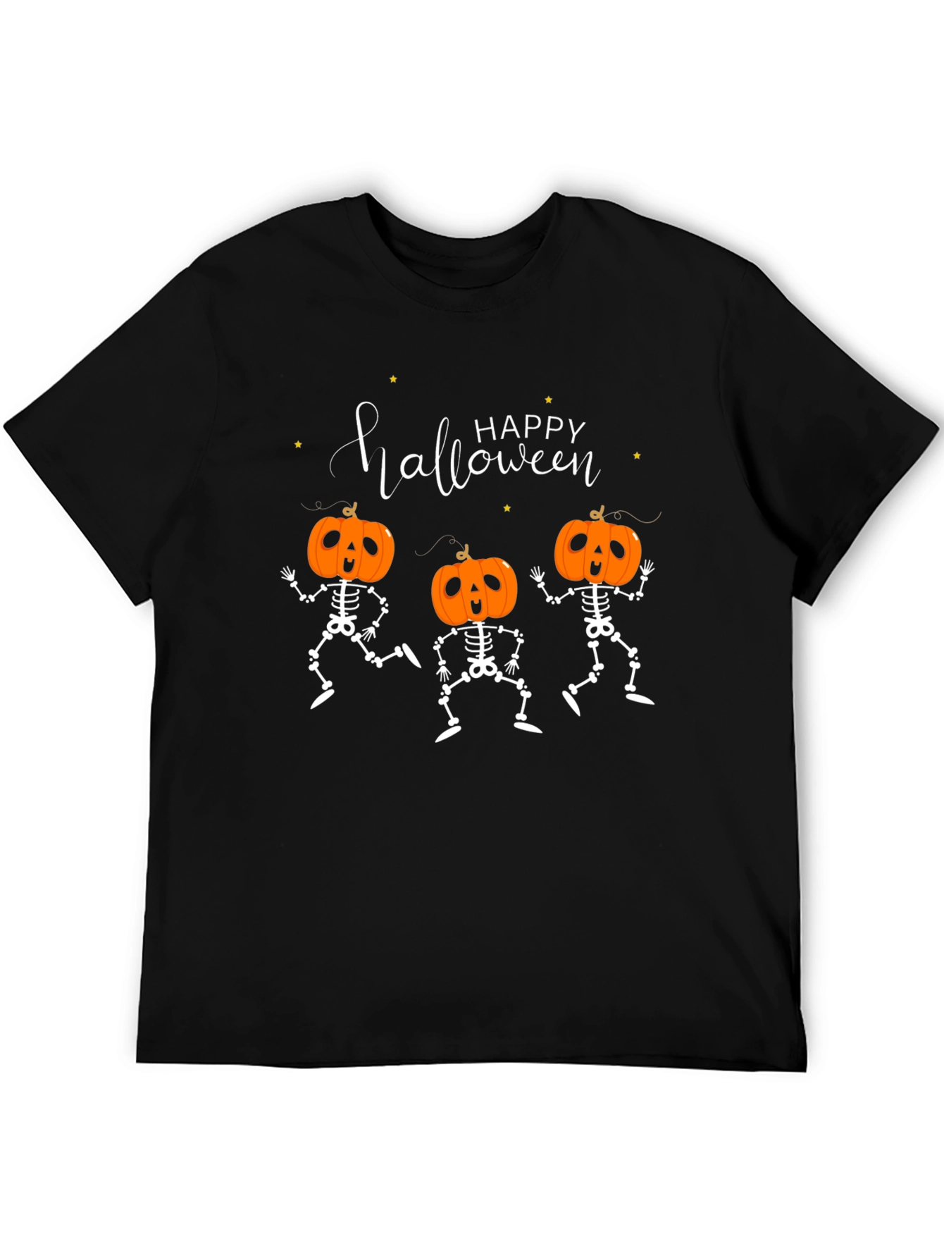 Happy Halloween Pumpkin Skeleton Graphic Tee