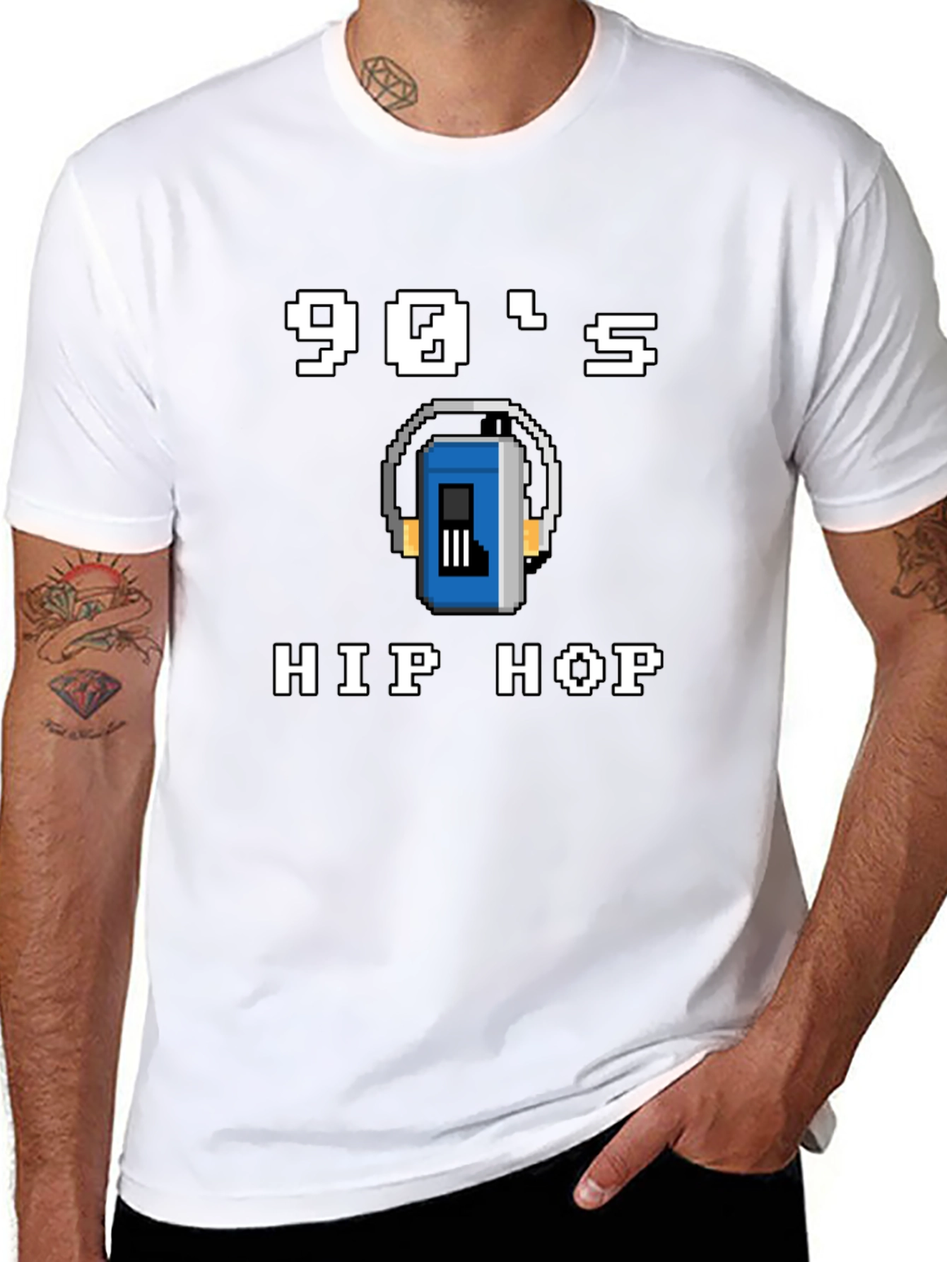 90s Hip Hop Graphic Tee - Pixel Art Style