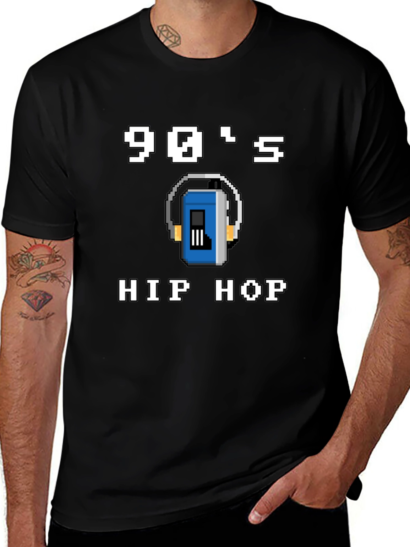 90s Hip Hop Graphic Tee - Pixel Art Style
