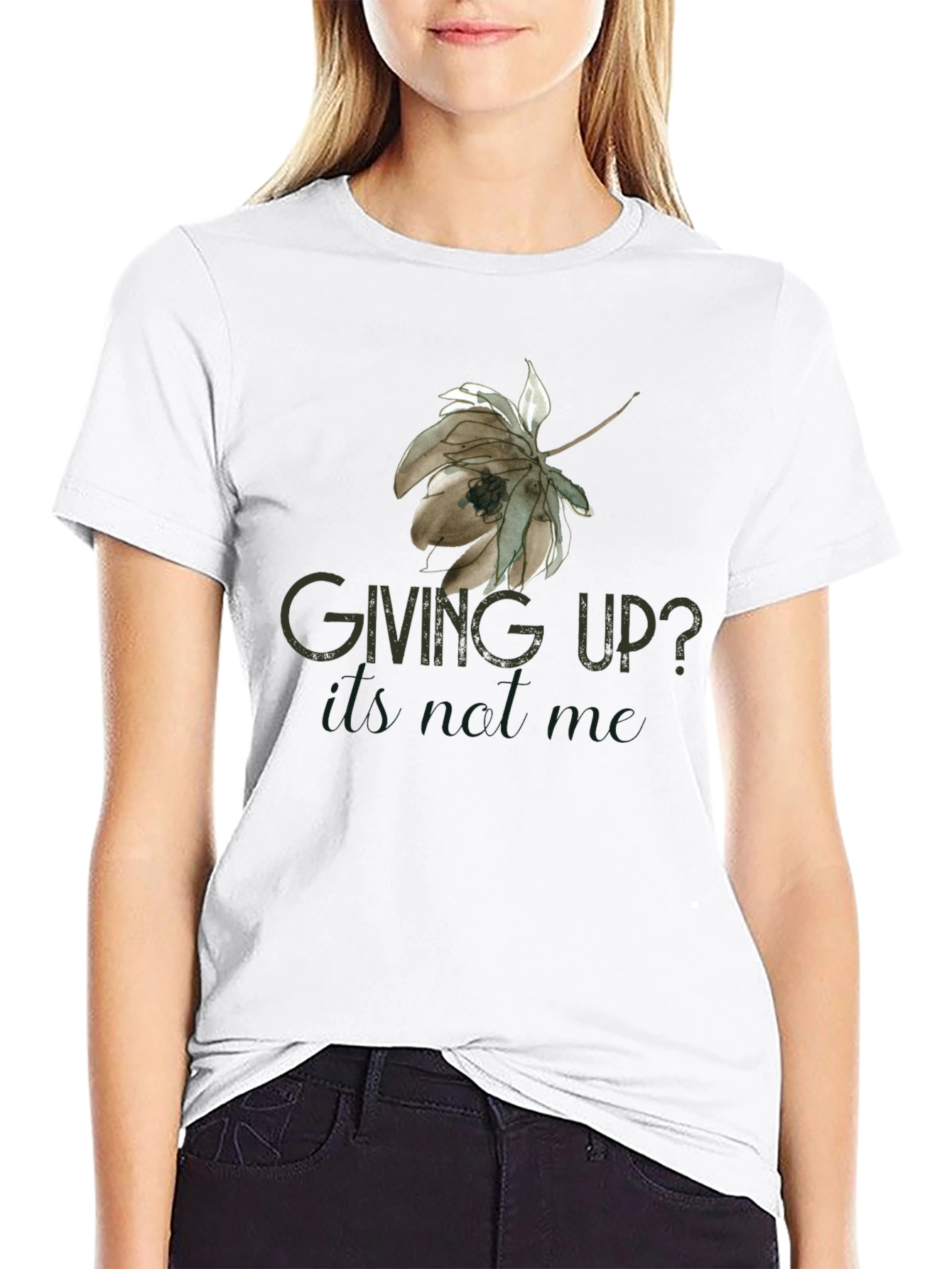 Giving Up? Black Graphic Tee for Men