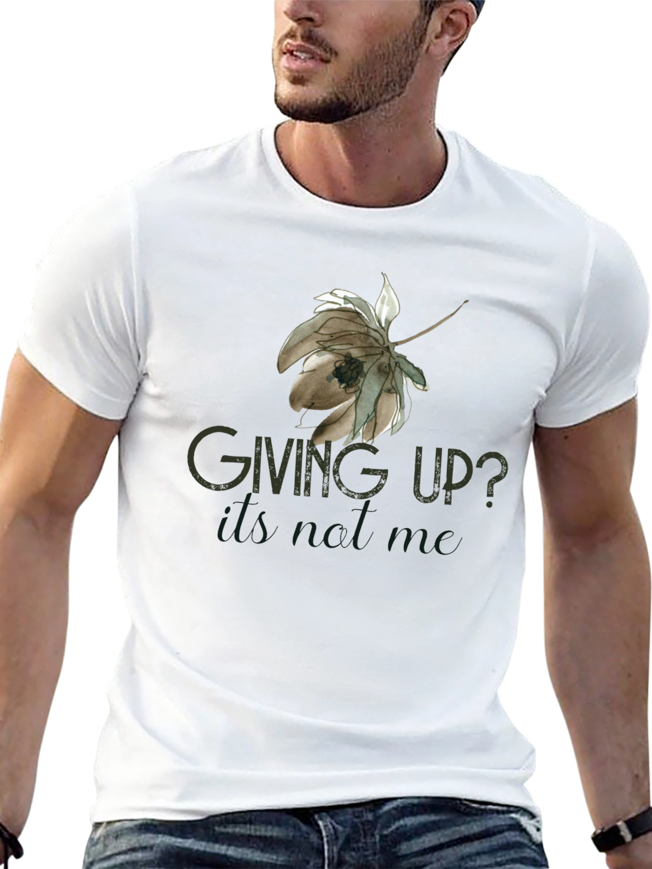 Giving Up? Black Graphic Tee for Men