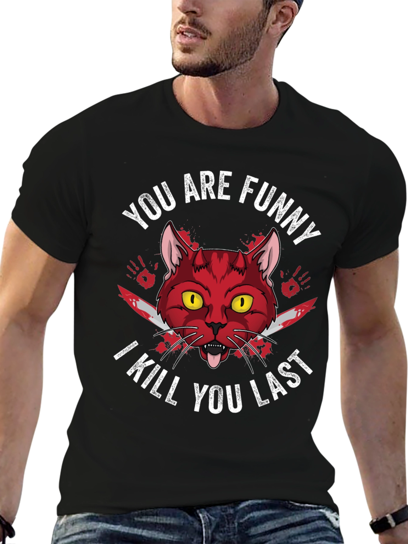 Funny Horror Cat Graphic Tee