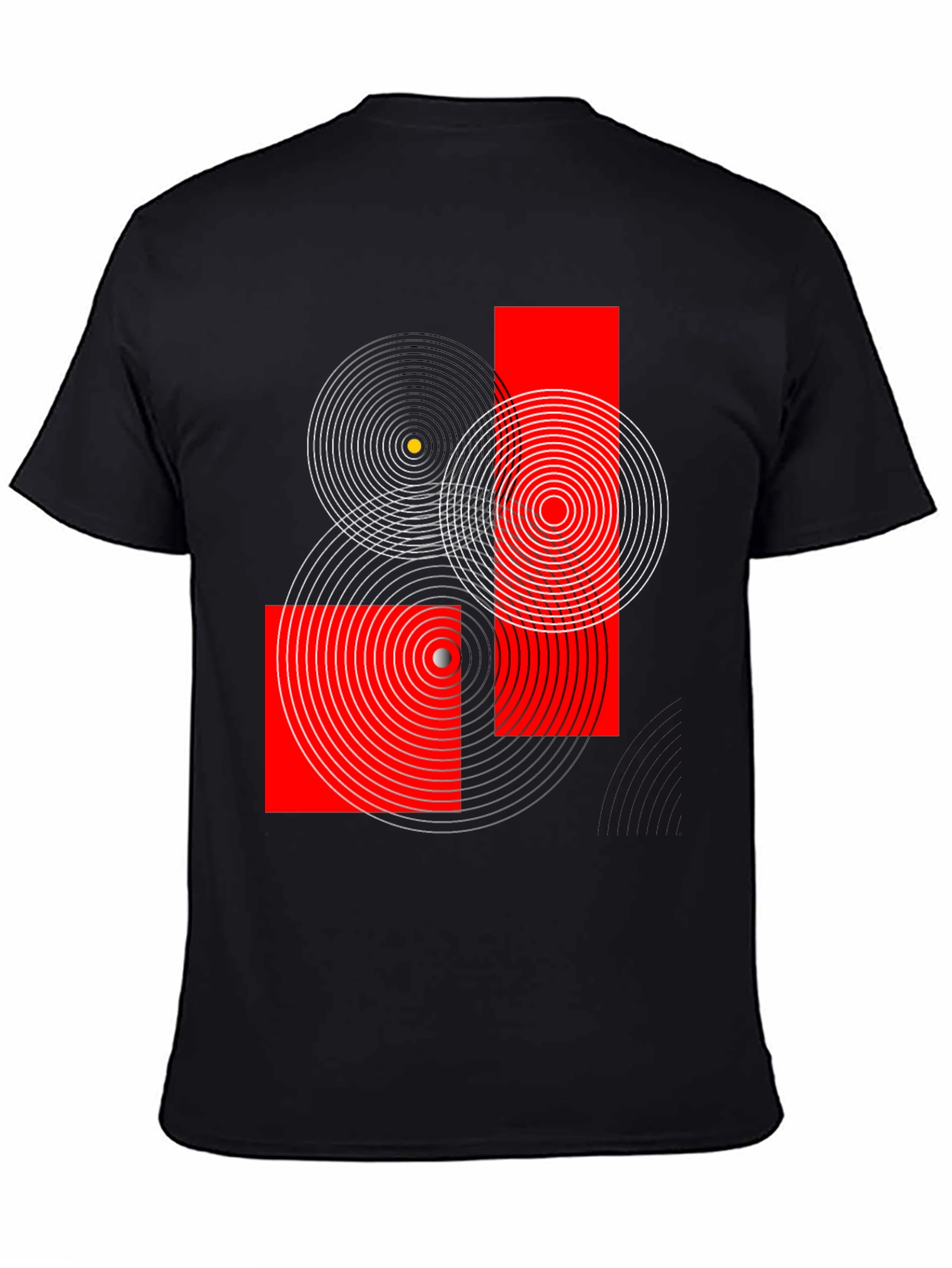 Geometric Circles Graphic Print Black T-Shirt