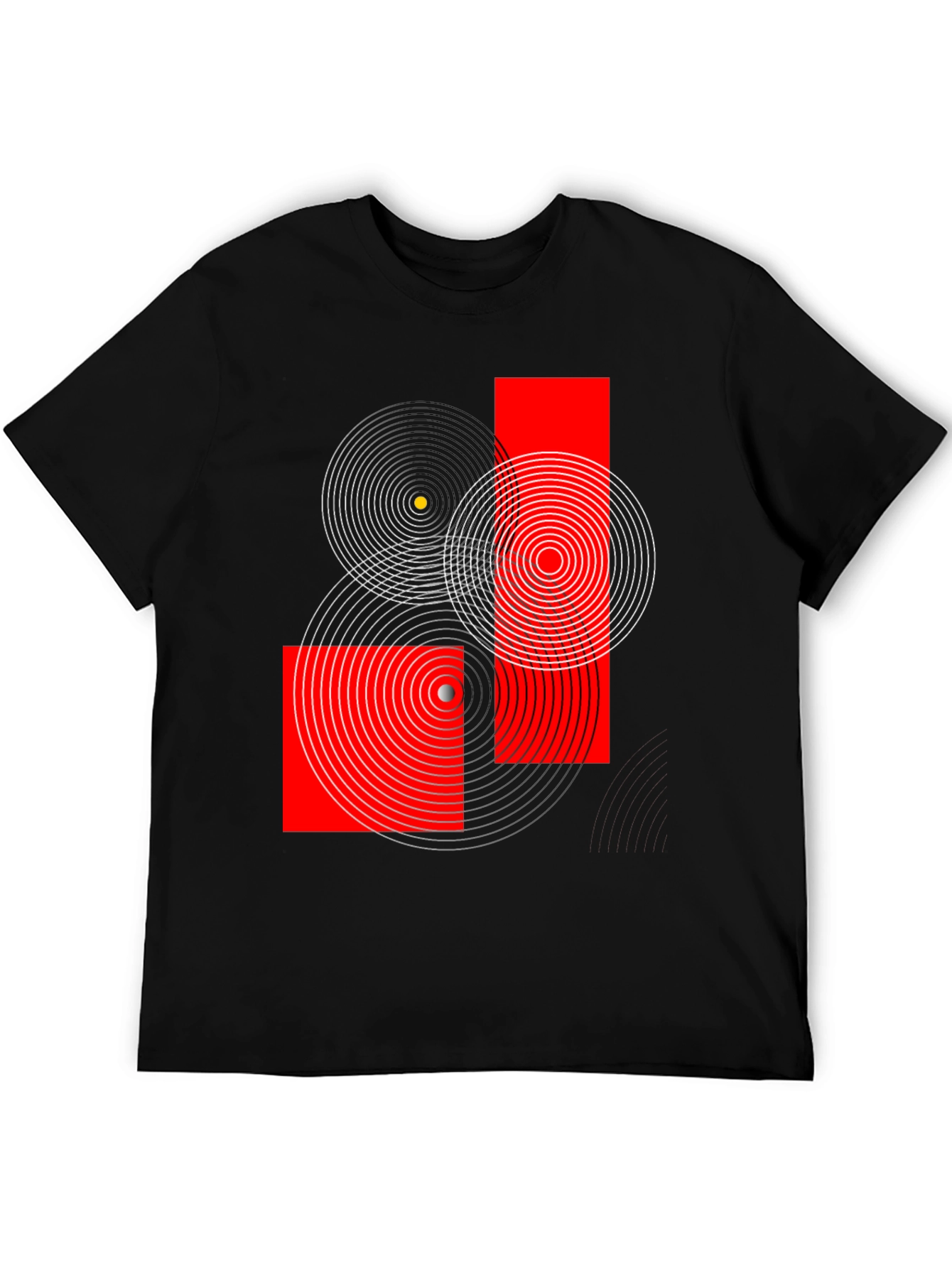 Geometric Circles Graphic Print Black T-Shirt