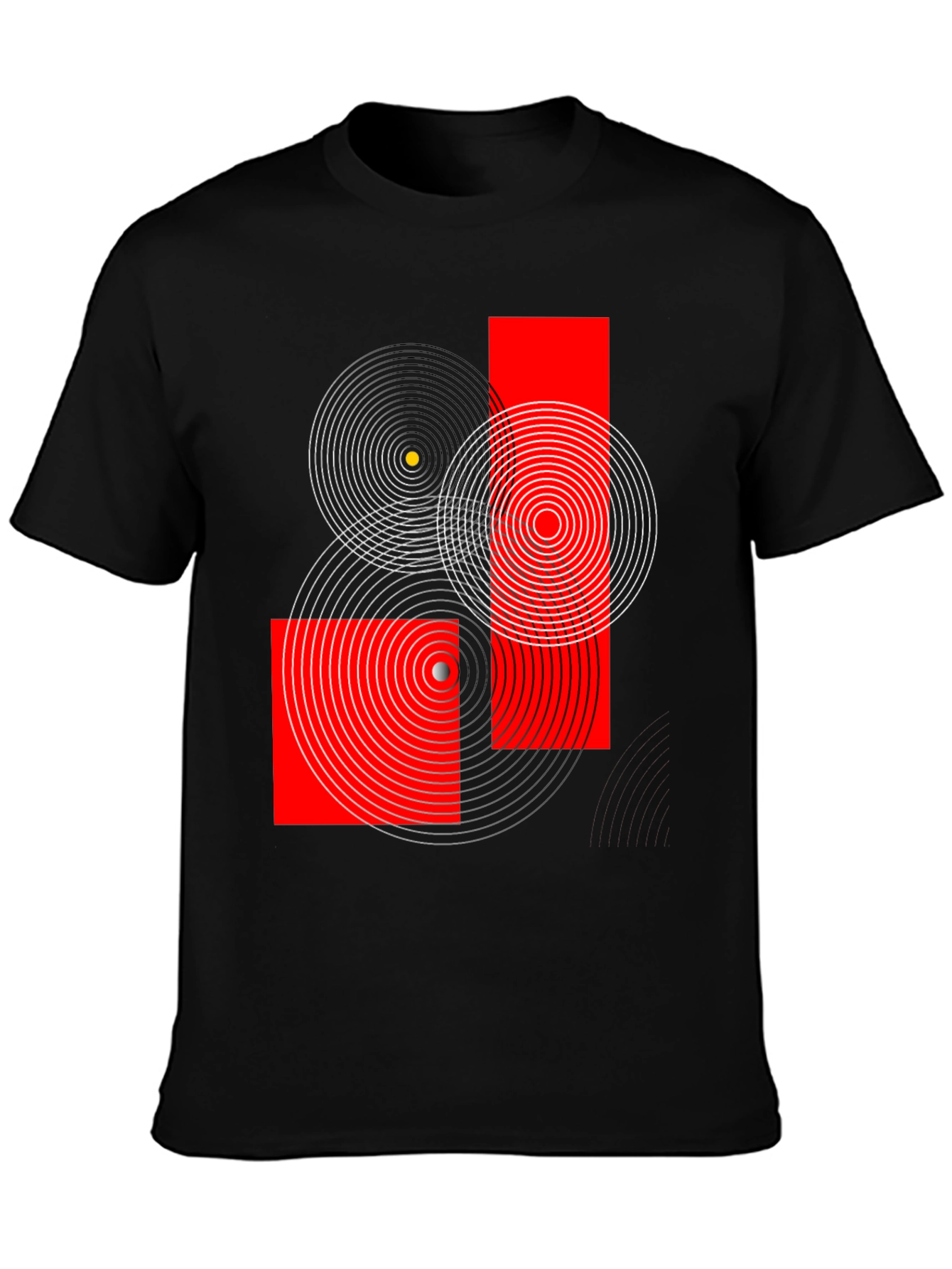 Geometric Circles Graphic Print Black T-Shirt