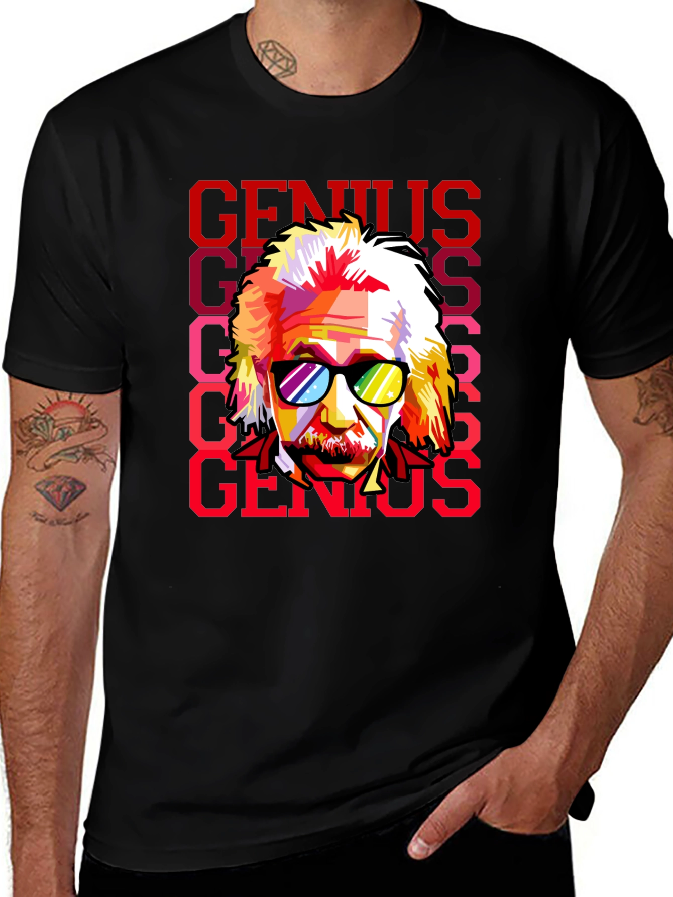 Genius Einstein Pop Art Graphic Tee - Black