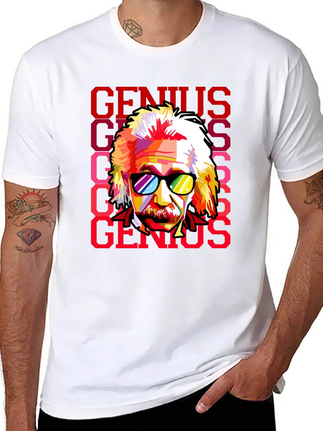 Genius Einstein Pop Art Graphic Tee - Black