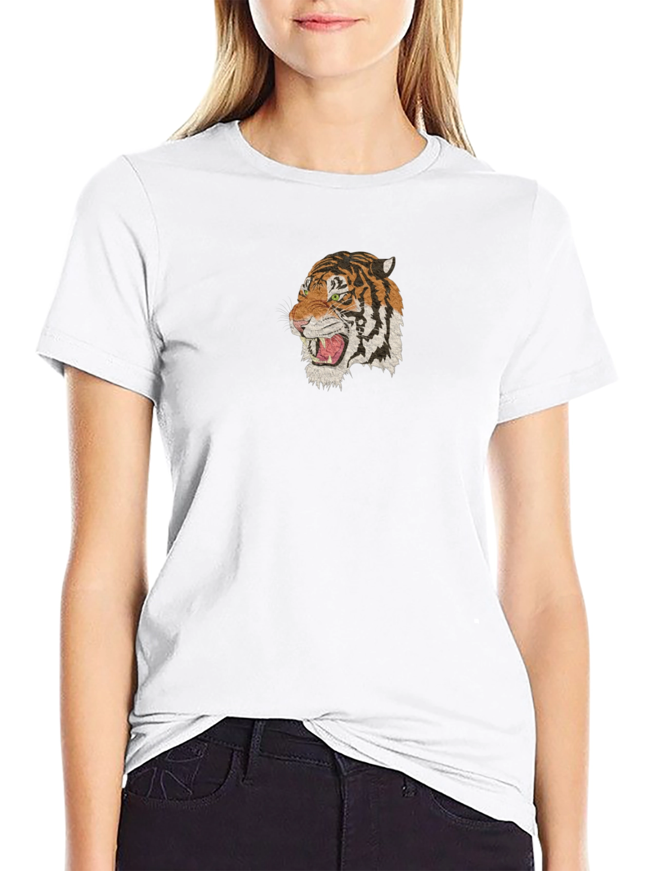 Tiger Embroidery Black T-Shirt