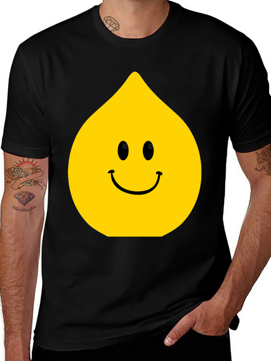 Funny Smiley Face Drop Graphic Black T-Shirt