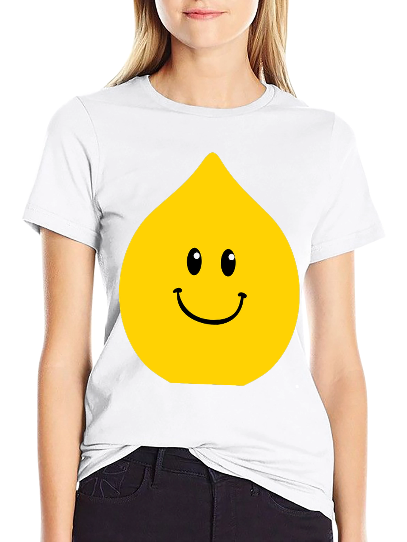 Funny Smiley Face Drop Graphic Black T-Shirt