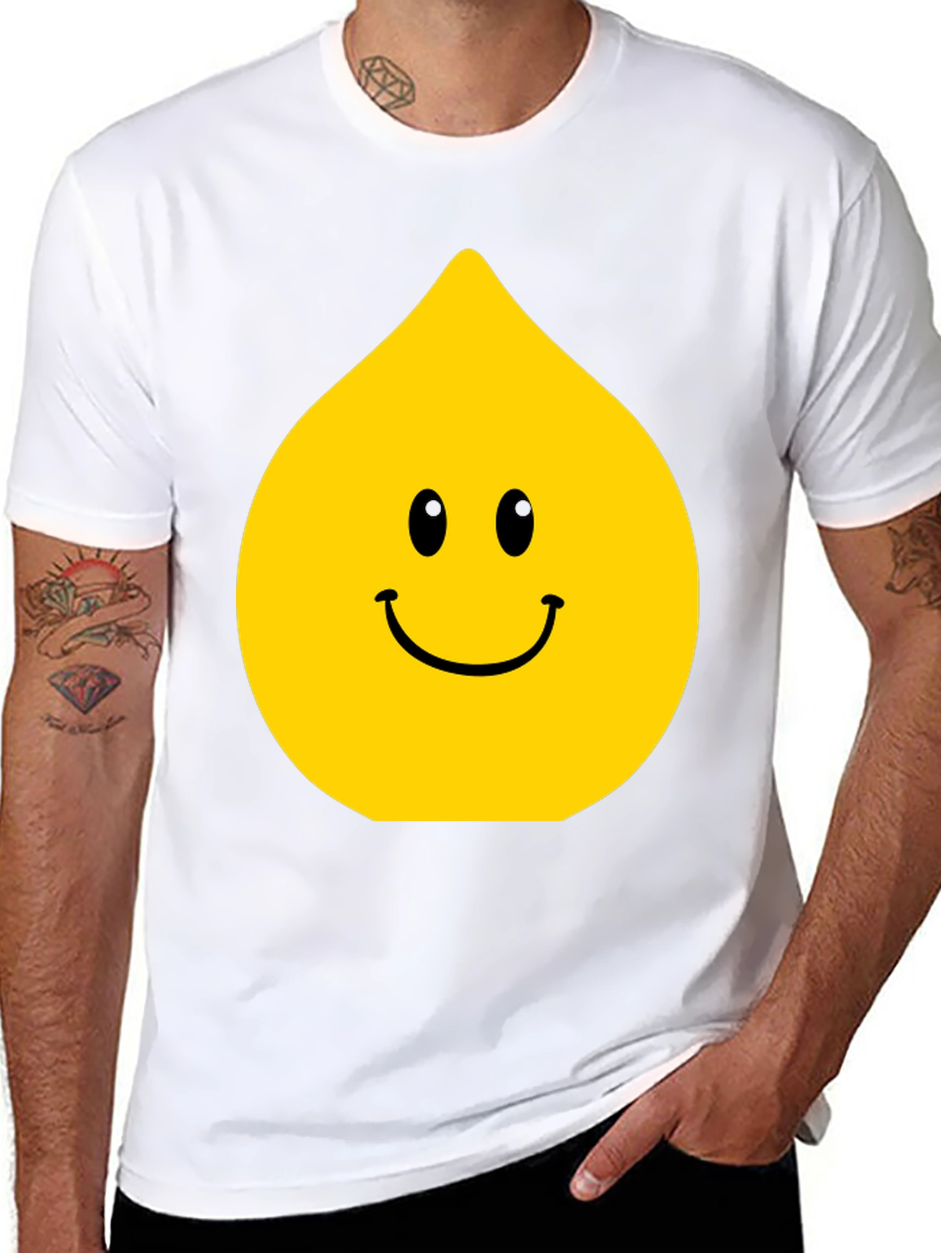 Funny Smiley Face Drop Graphic Black T-Shirt