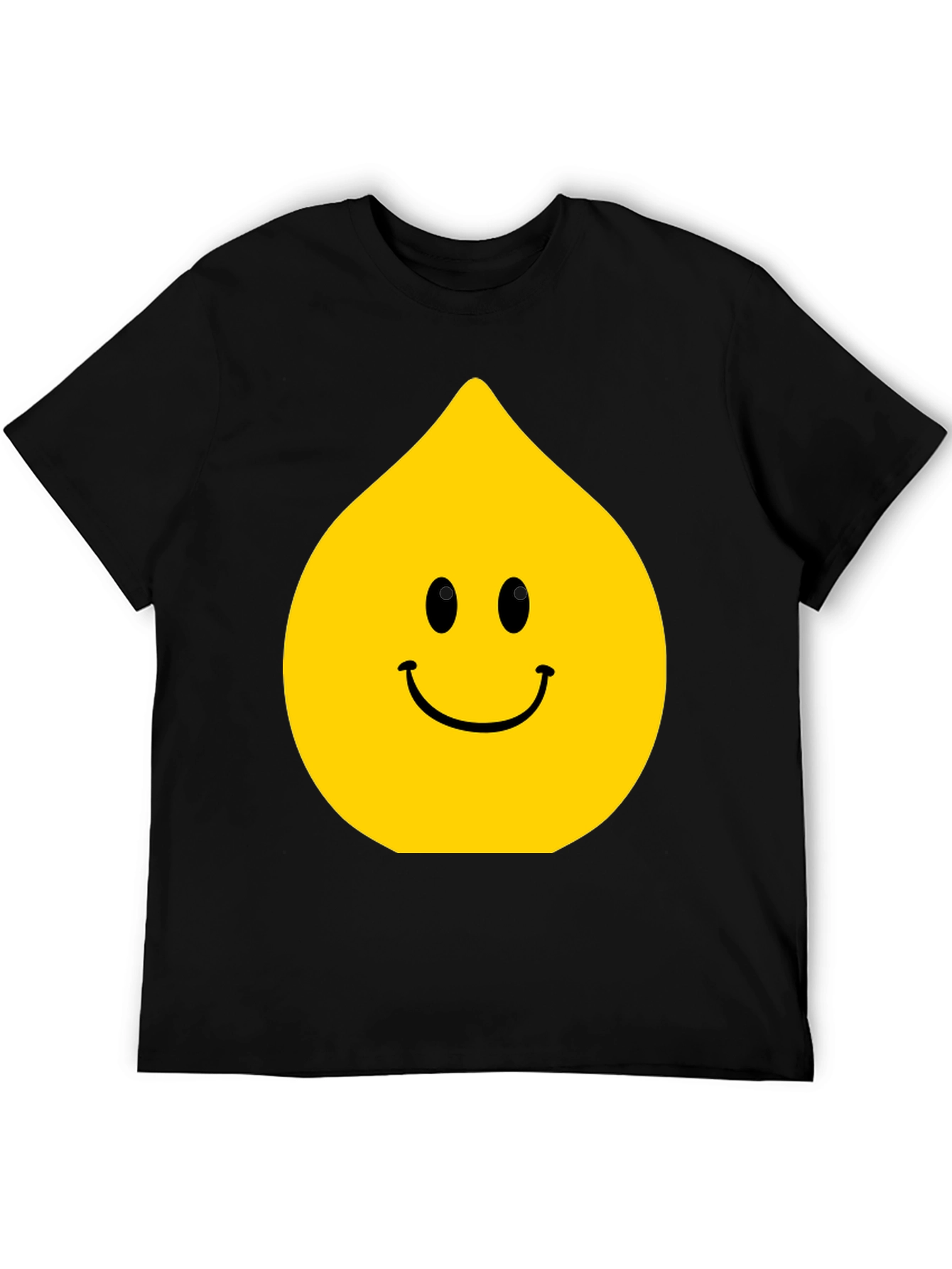 Funny Smiley Face Drop Graphic Black T-Shirt