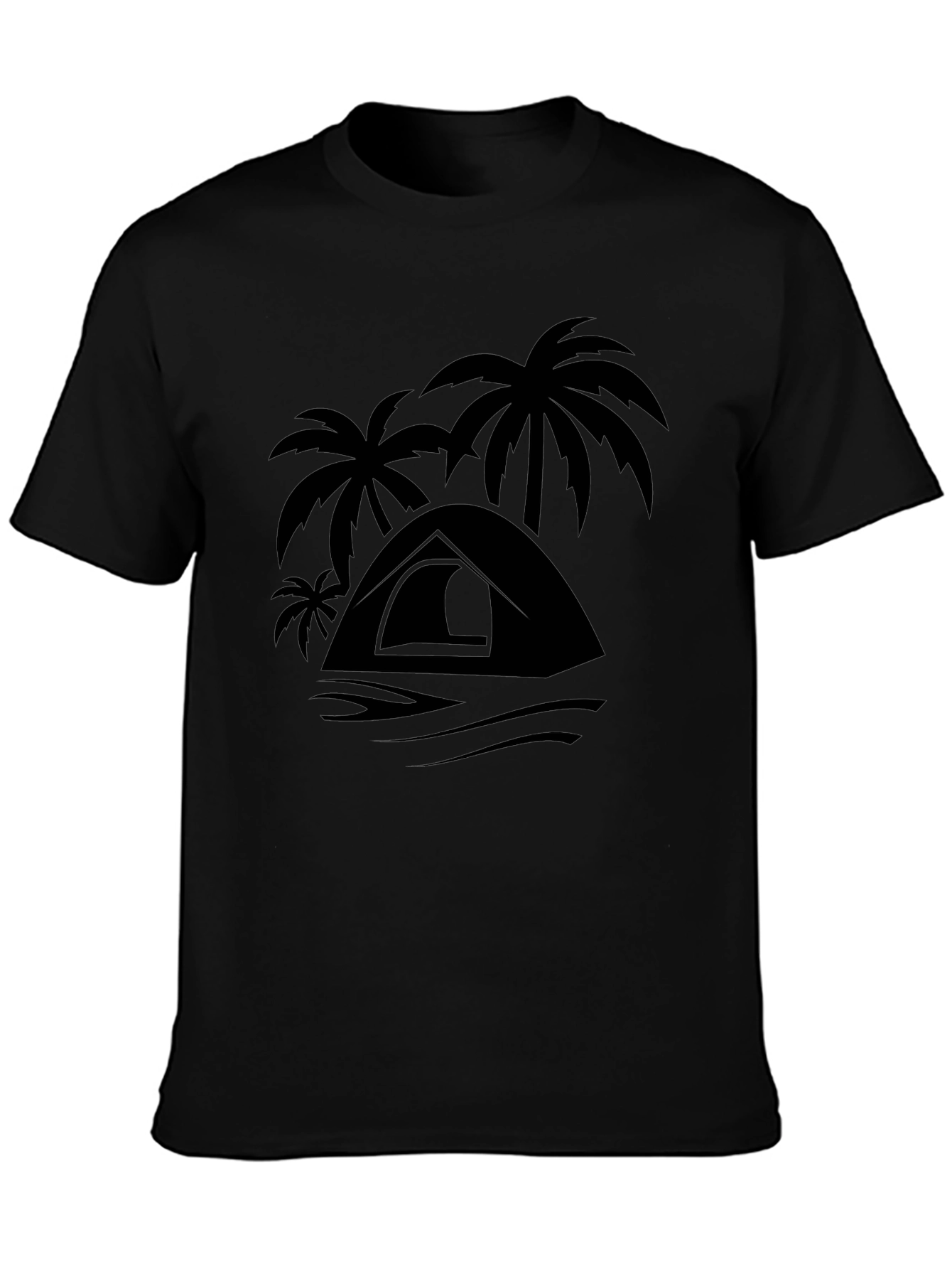 Palm Tent Black Tee - Adventure Ready!