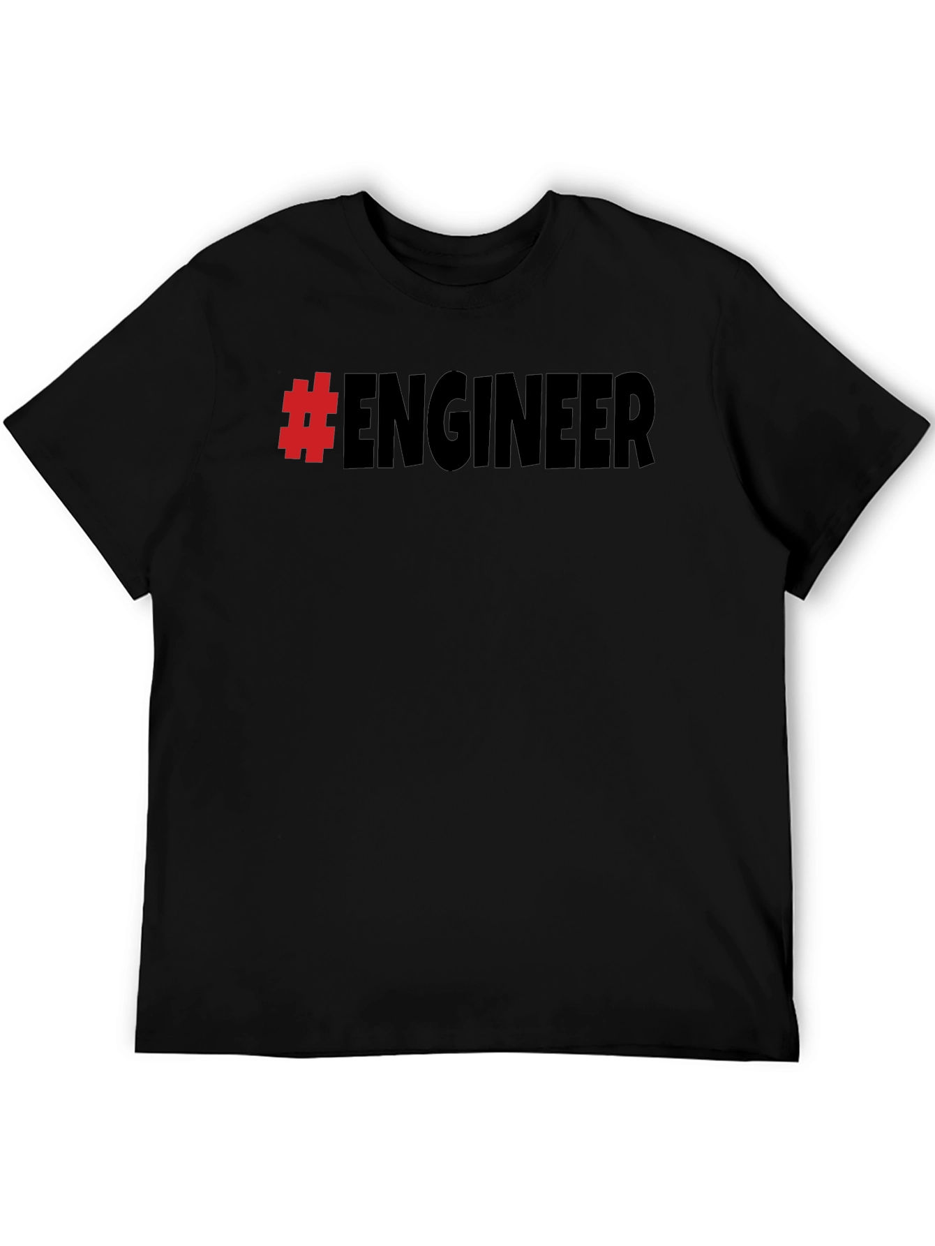 #Engineer Black Cotton Graphic T-Shirt