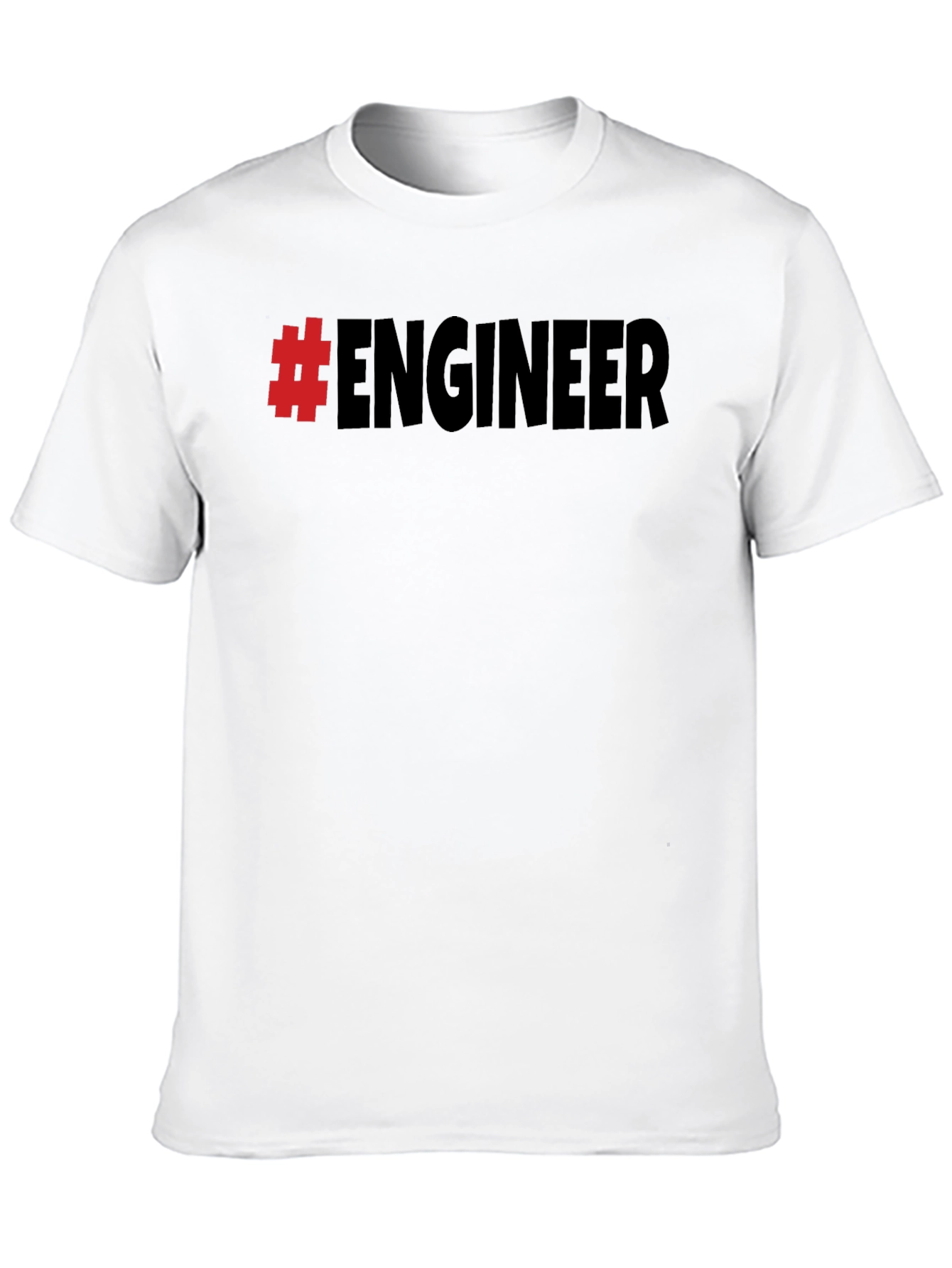 #Engineer Black Cotton Graphic T-Shirt