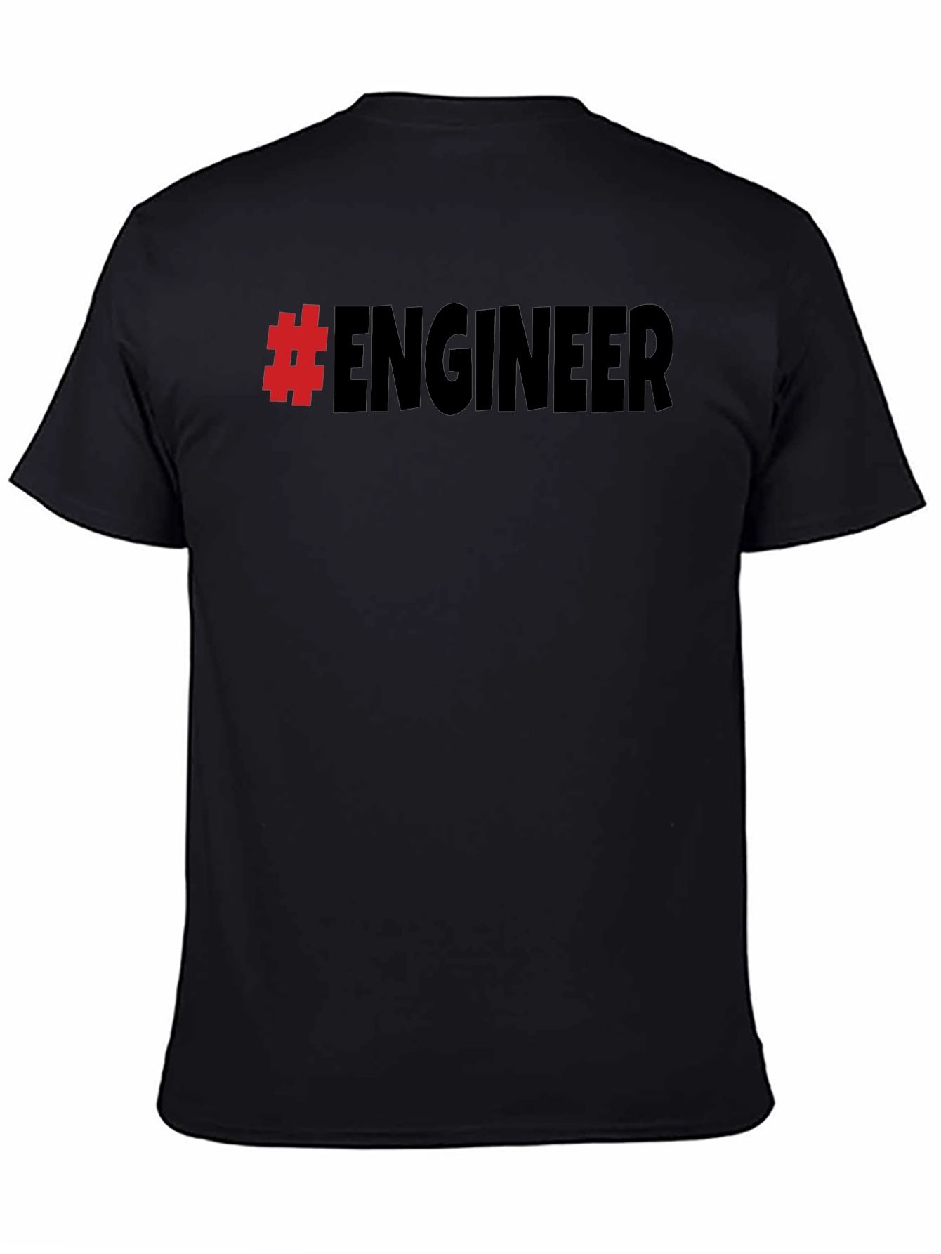 #Engineer Black Cotton Graphic T-Shirt
