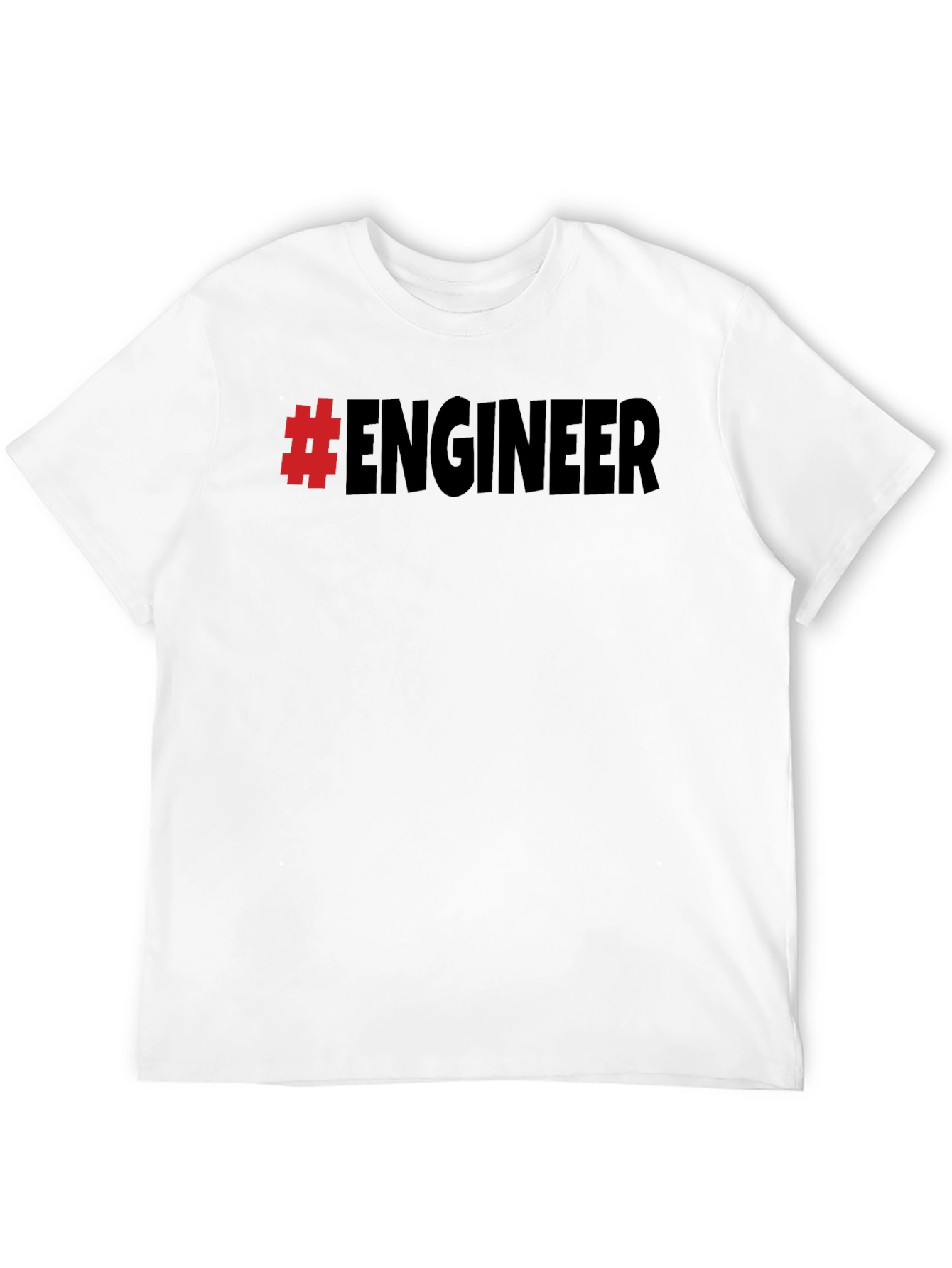 #Engineer Black Cotton Graphic T-Shirt