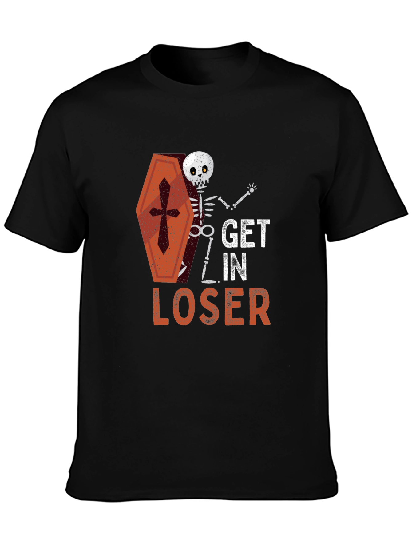 Get In Loser Halloween Skeleton Coffin T-Shirt