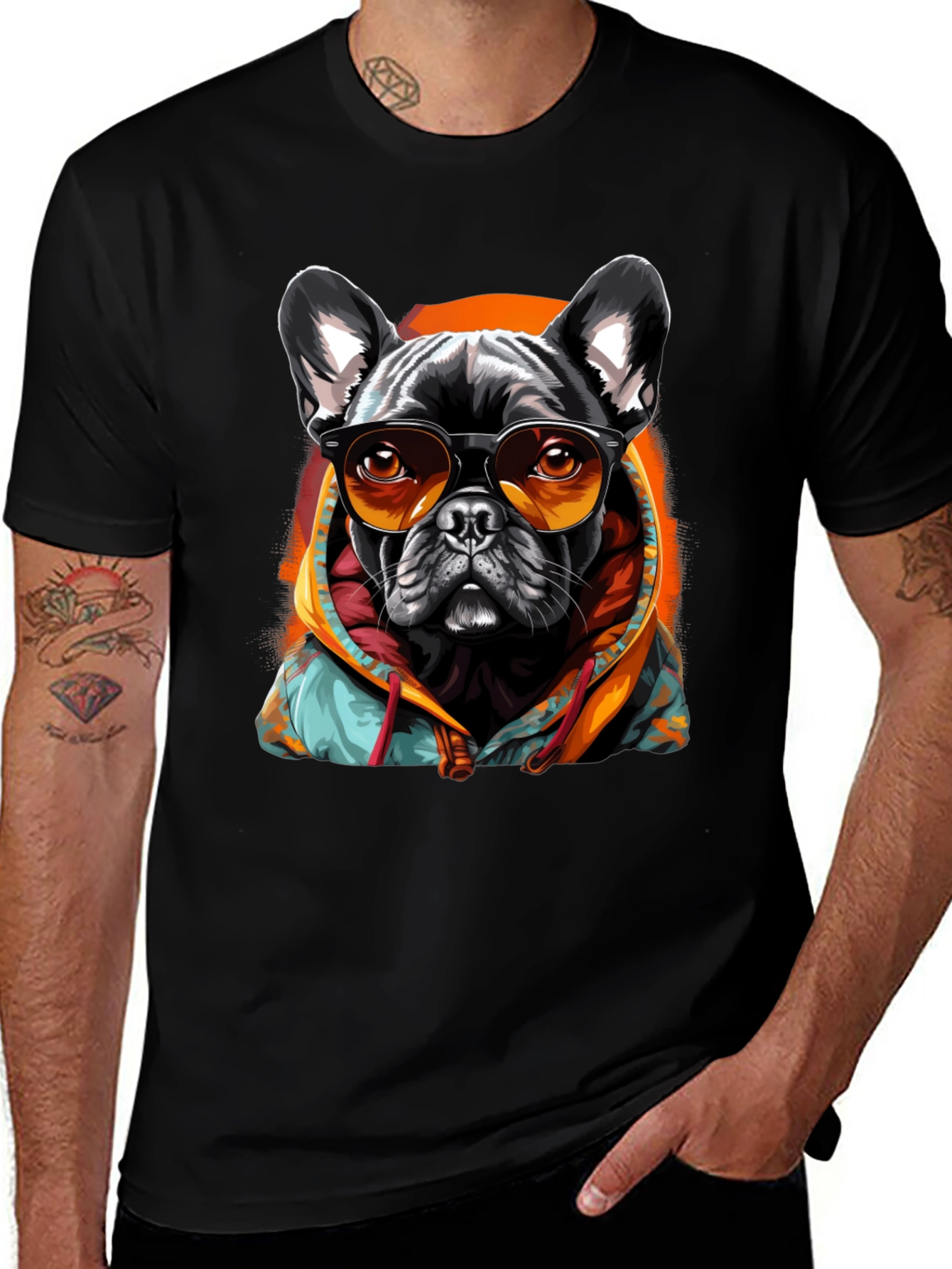 Cool French Bulldog Hoodie T-Shirt – Funny Dog Streetwear Graphic Tee