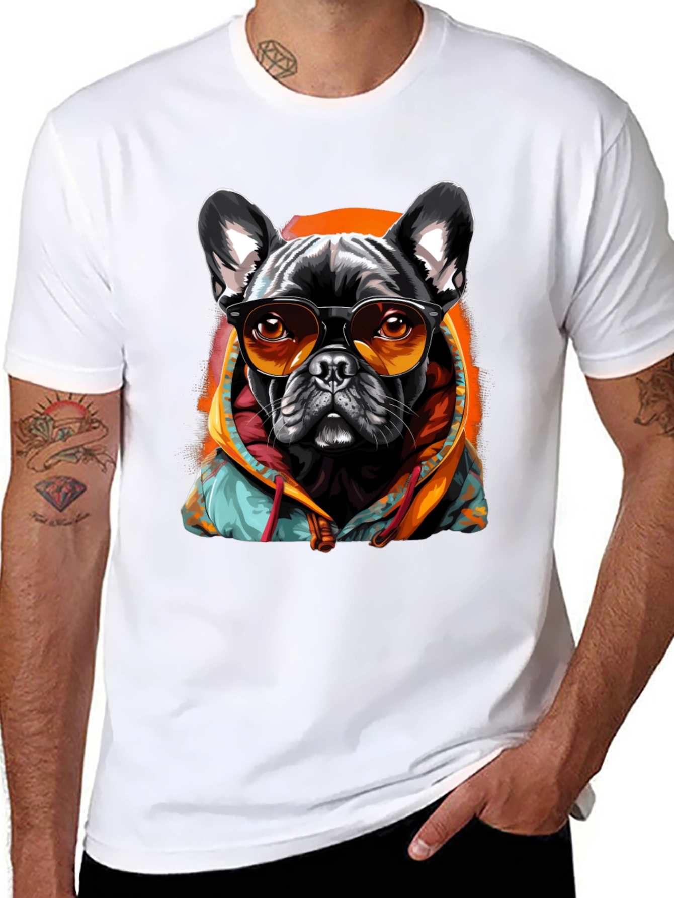 Cool French Bulldog Hoodie T-Shirt – Funny Dog Streetwear Graphic Tee