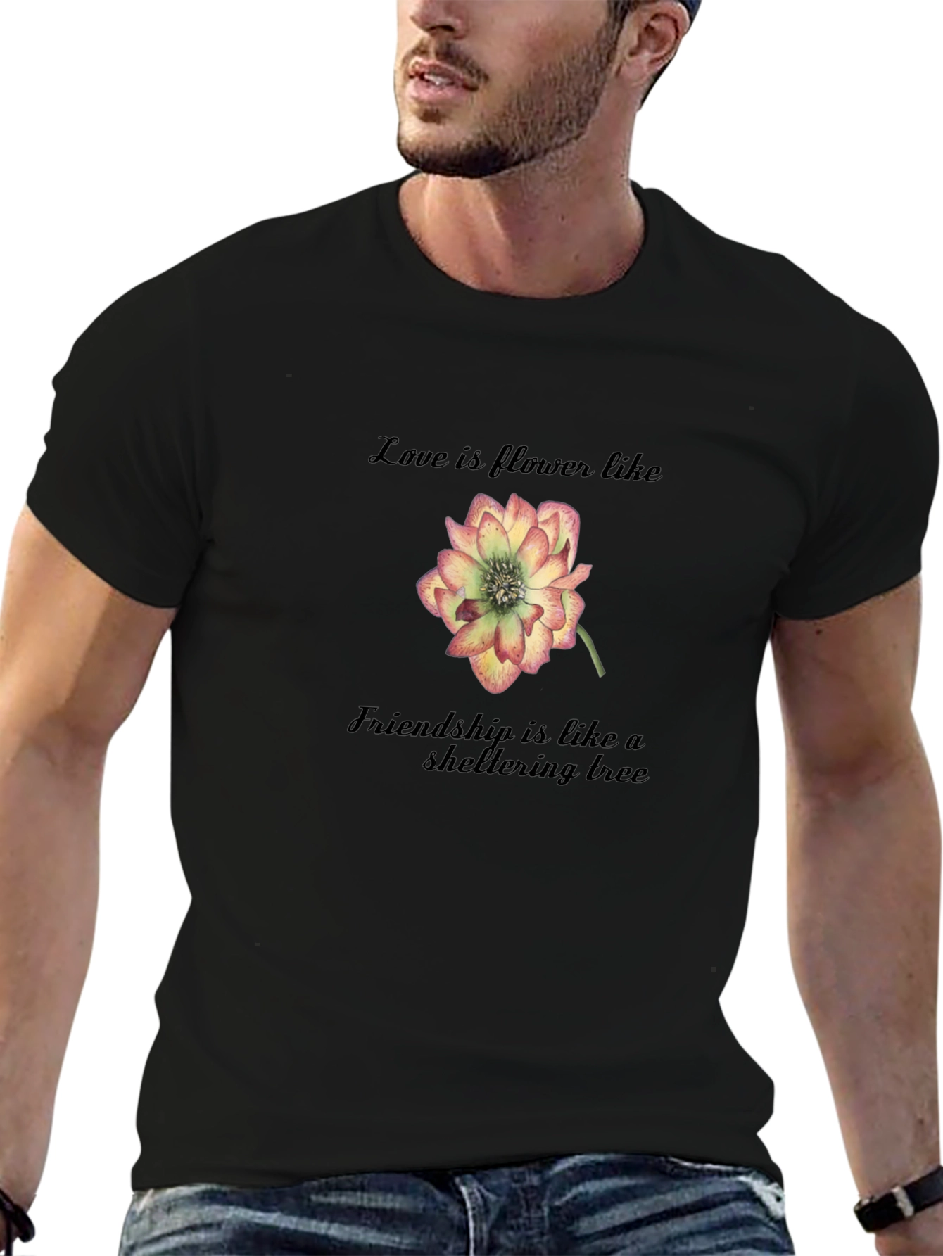 Love and Friendship Flower Graphic T-Shirt