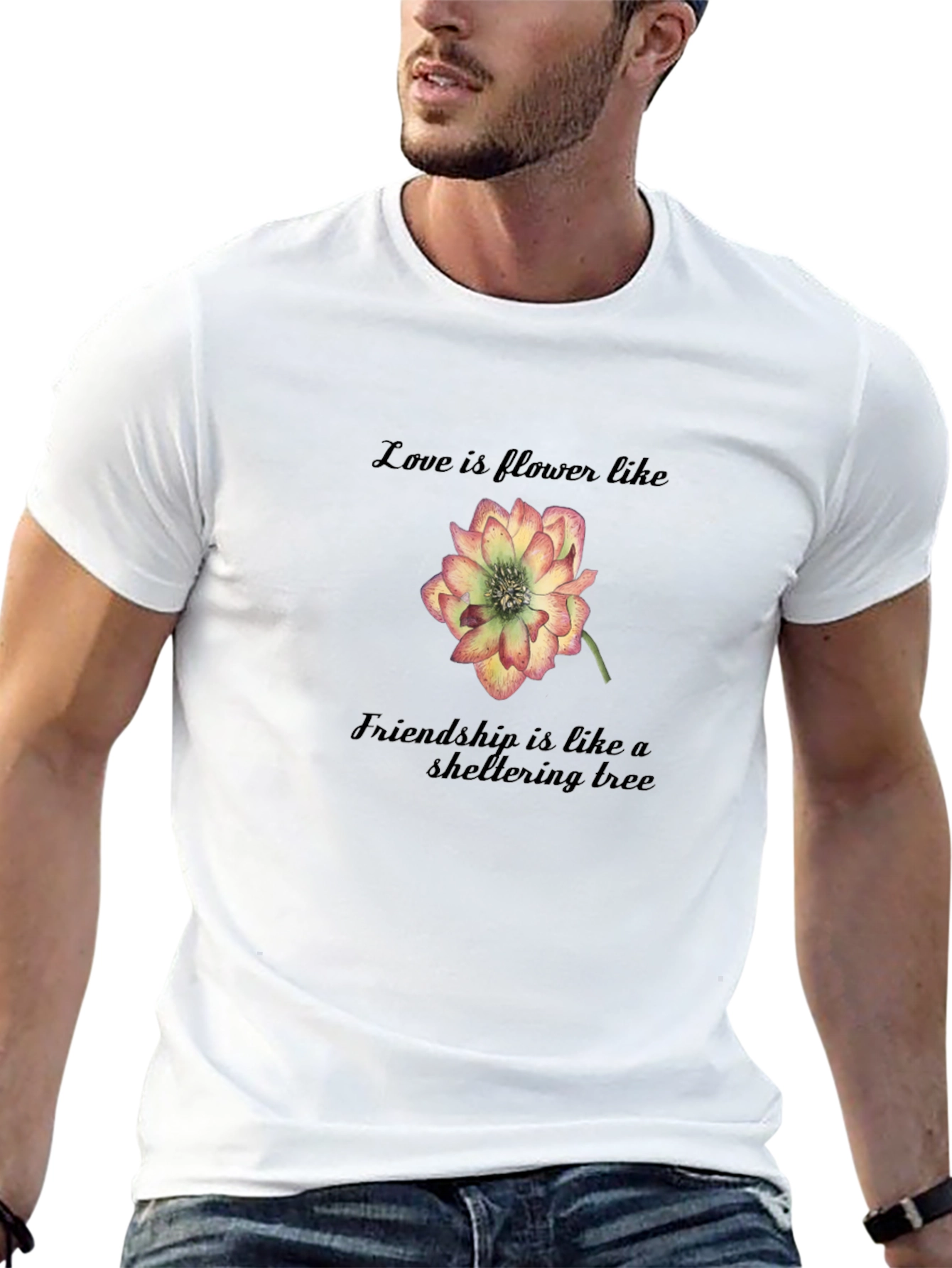 Love and Friendship Flower Graphic T-Shirt