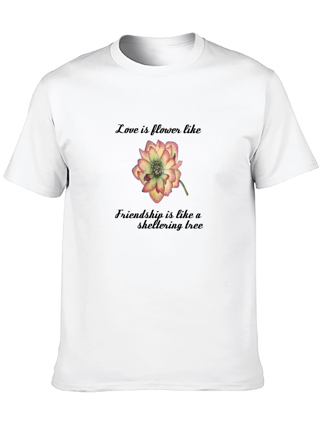 Love and Friendship Flower Graphic T-Shirt