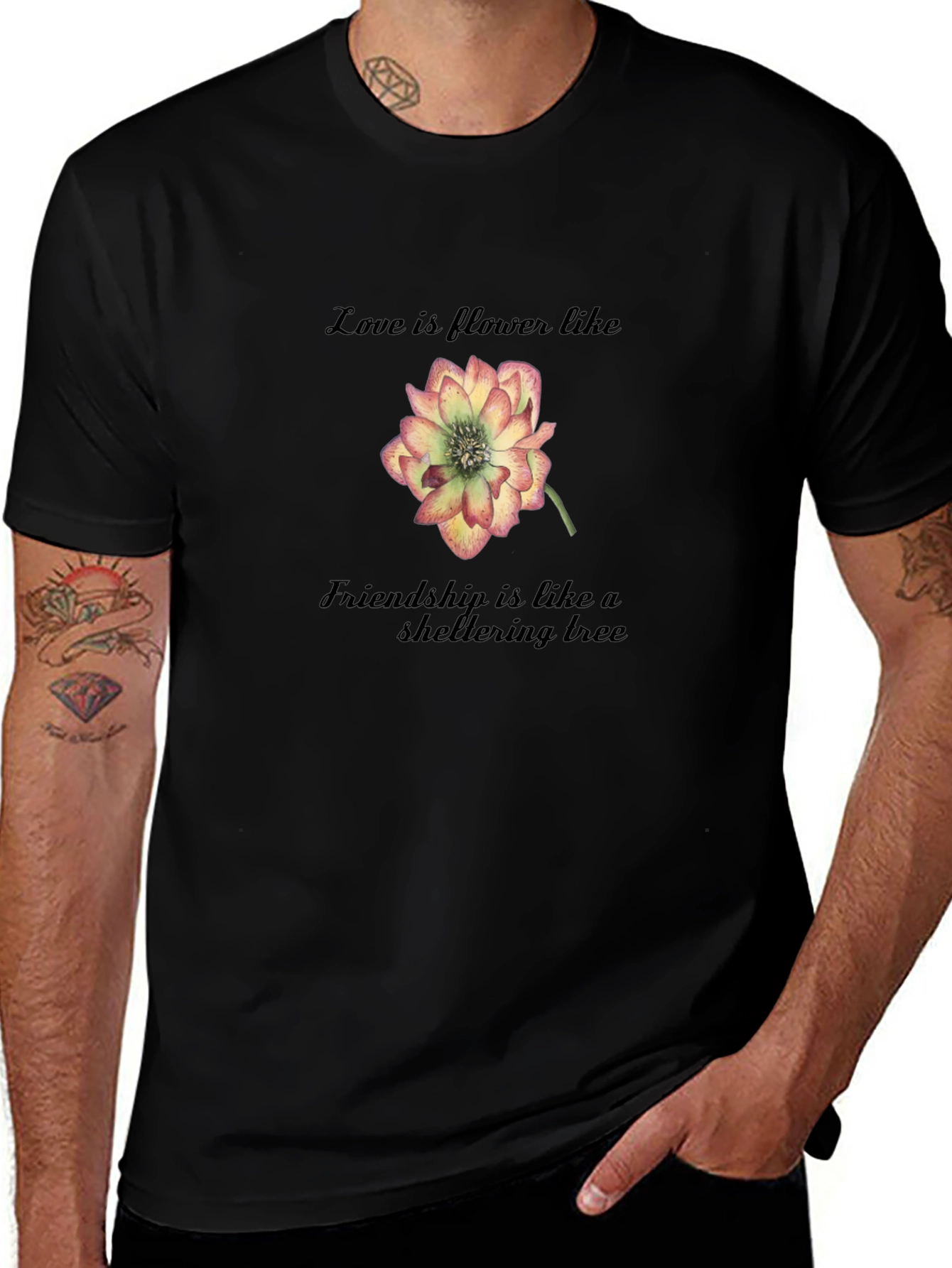 Love and Friendship Flower Graphic T-Shirt