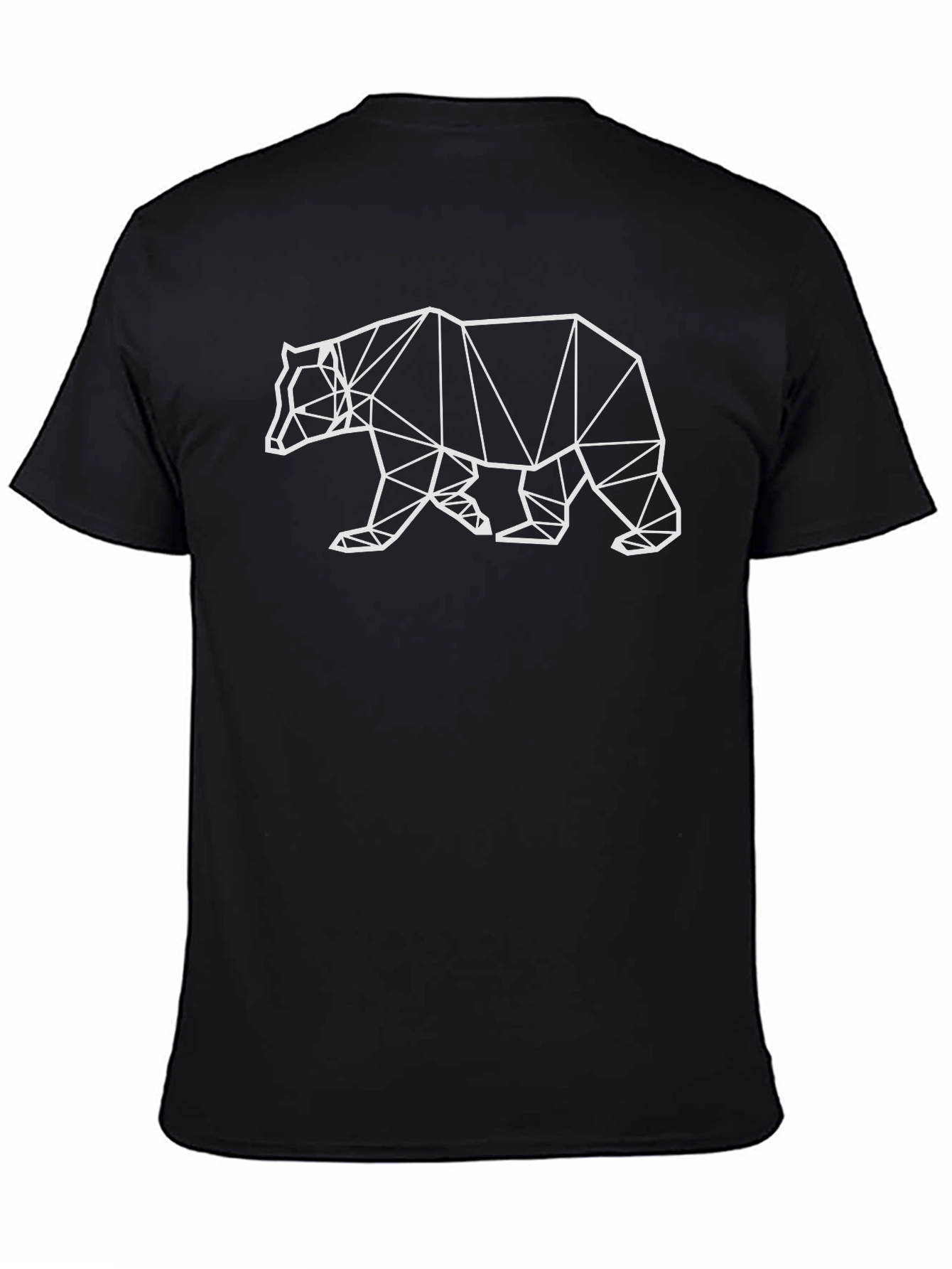 Geometric Bear Graphic Tee - Modern Mens Black T-Shirt