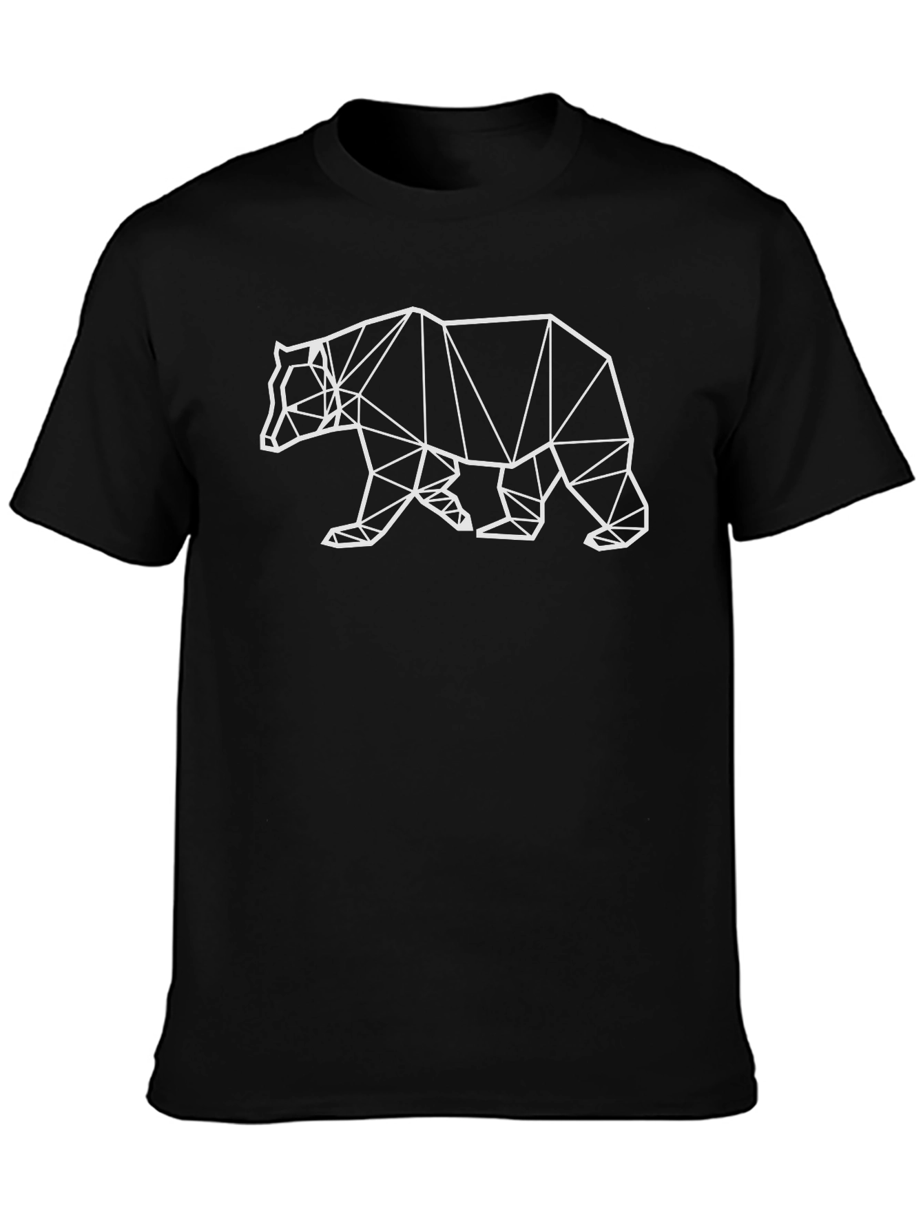 Geometric Bear Graphic Tee - Modern Mens Black T-Shirt