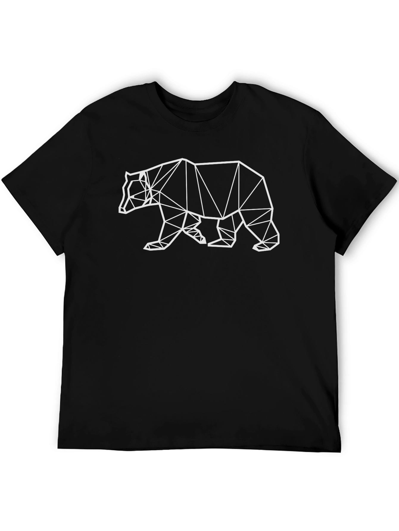 Geometric Bear Graphic Tee - Modern Mens Black T-Shirt