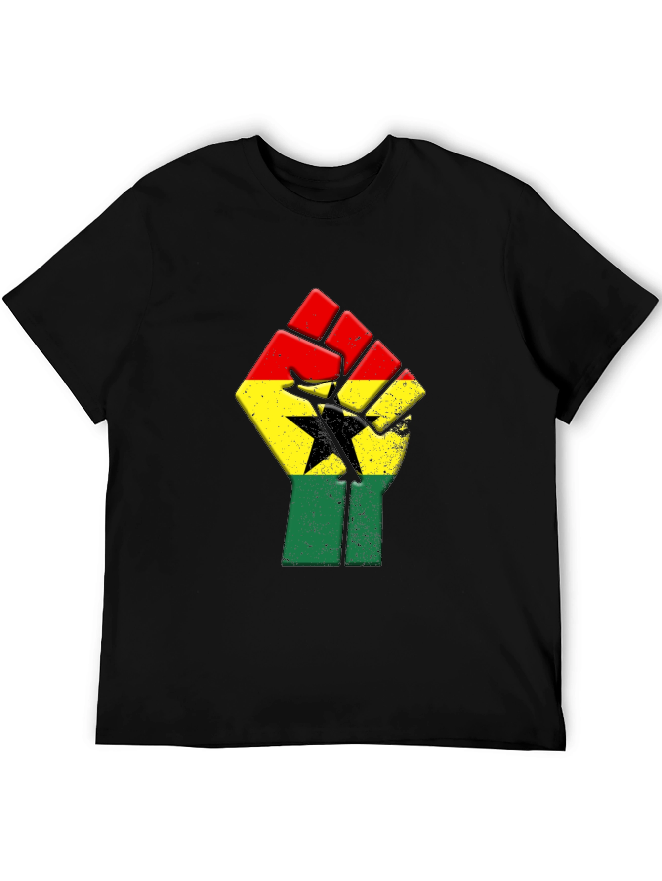 Ghana Flag Fist Graphic T-Shirt - Black