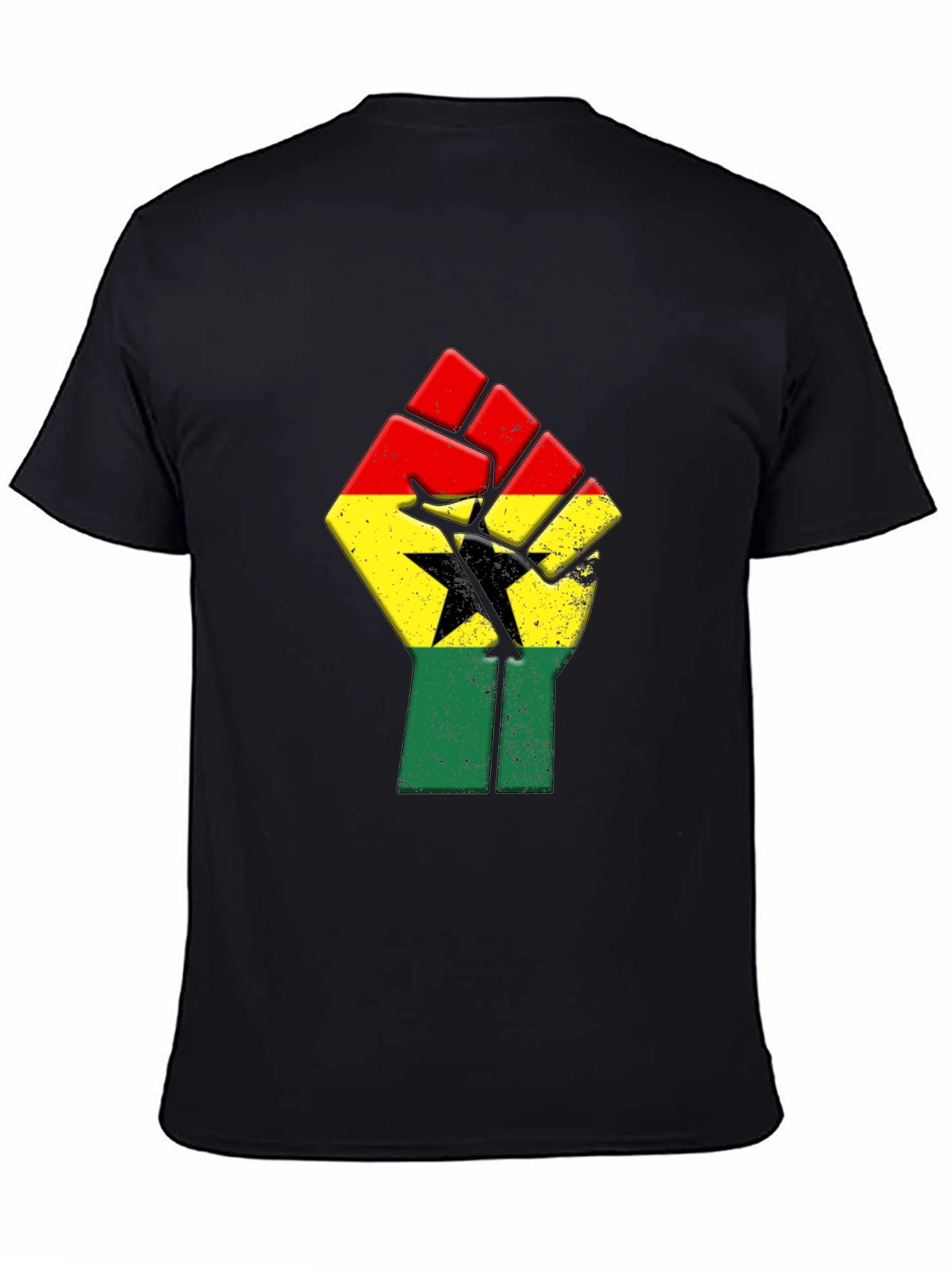 Ghana Flag Fist Graphic T-Shirt - Black