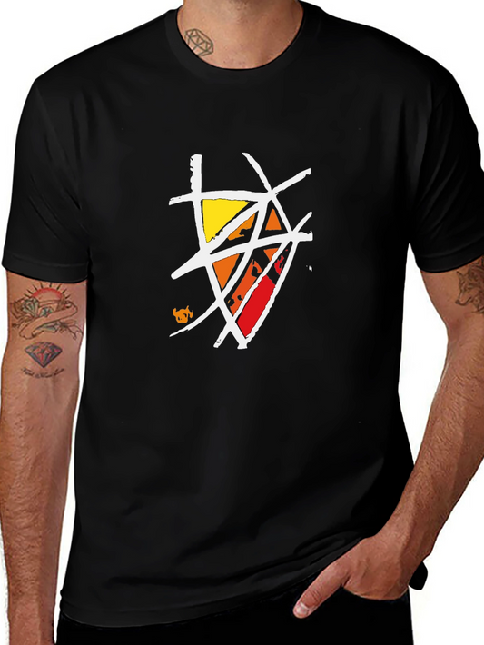 Abstract Geometric Graphic Print Black Tee