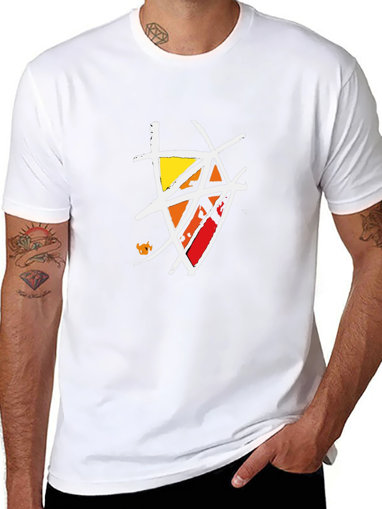 Abstract Geometric Graphic Print Black Tee